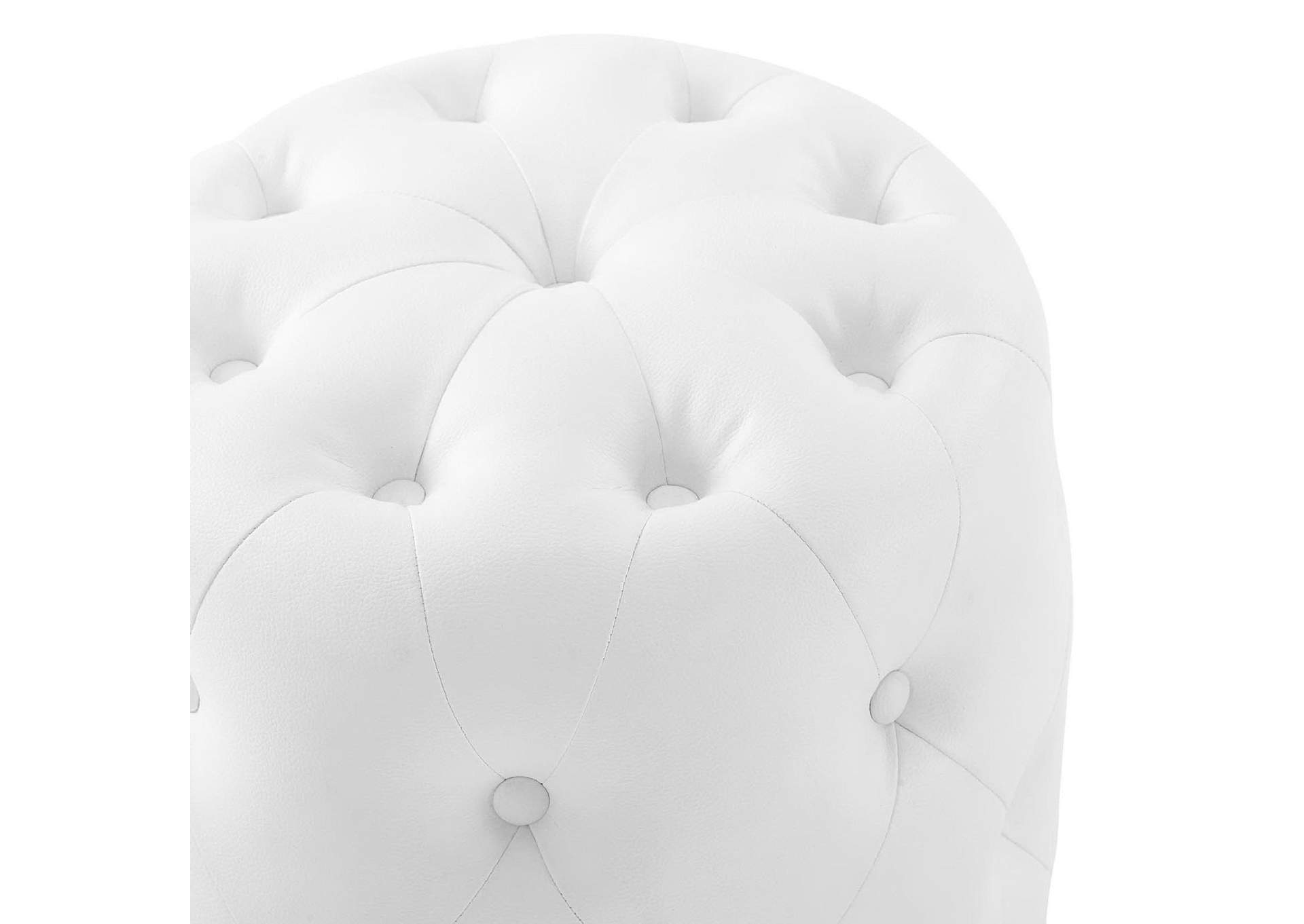 Amour Tufted Button Round Faux Leather Ottoman image 5