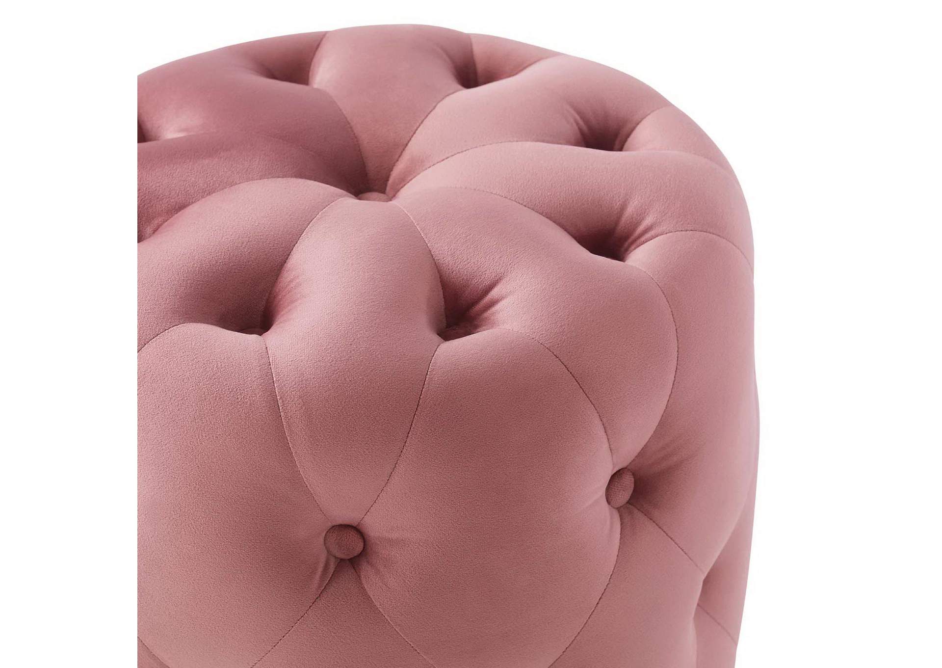 Amour Tufted Button Round Performance Velvet Ottoman image 5
