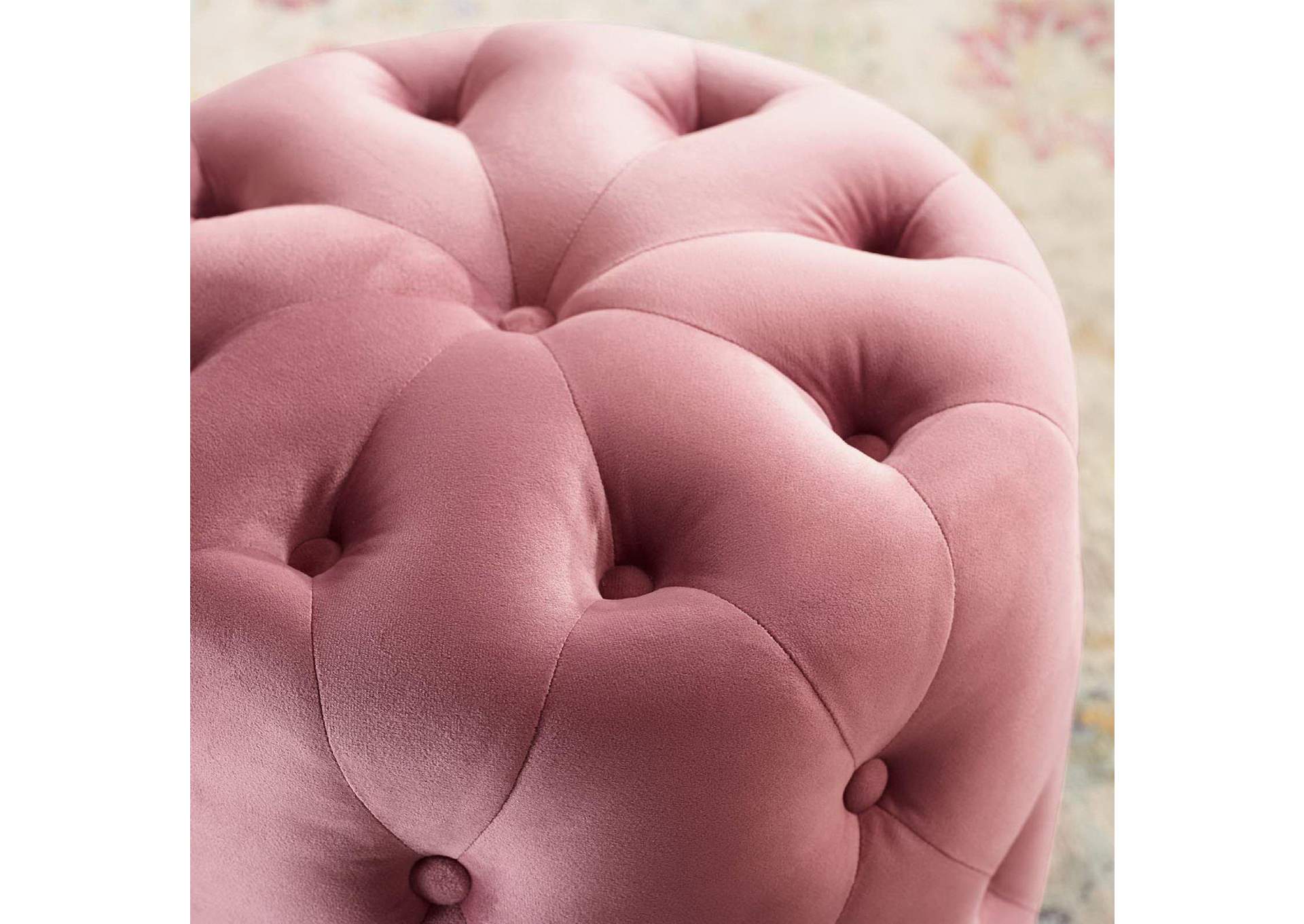 Amour Tufted Button Round Performance Velvet Ottoman image 6