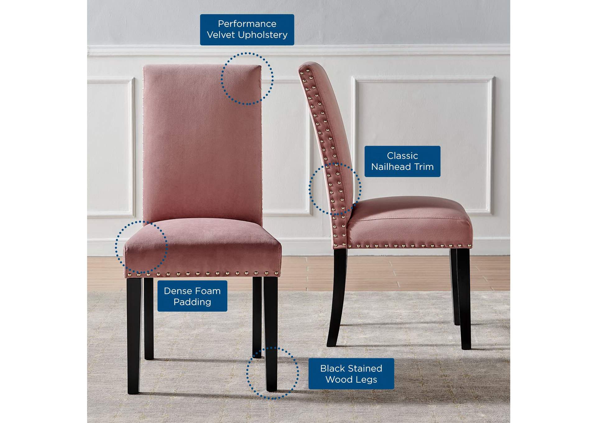 Parcel Performance Velvet Dining Side Chairs Set Of 2 By Modway image 3