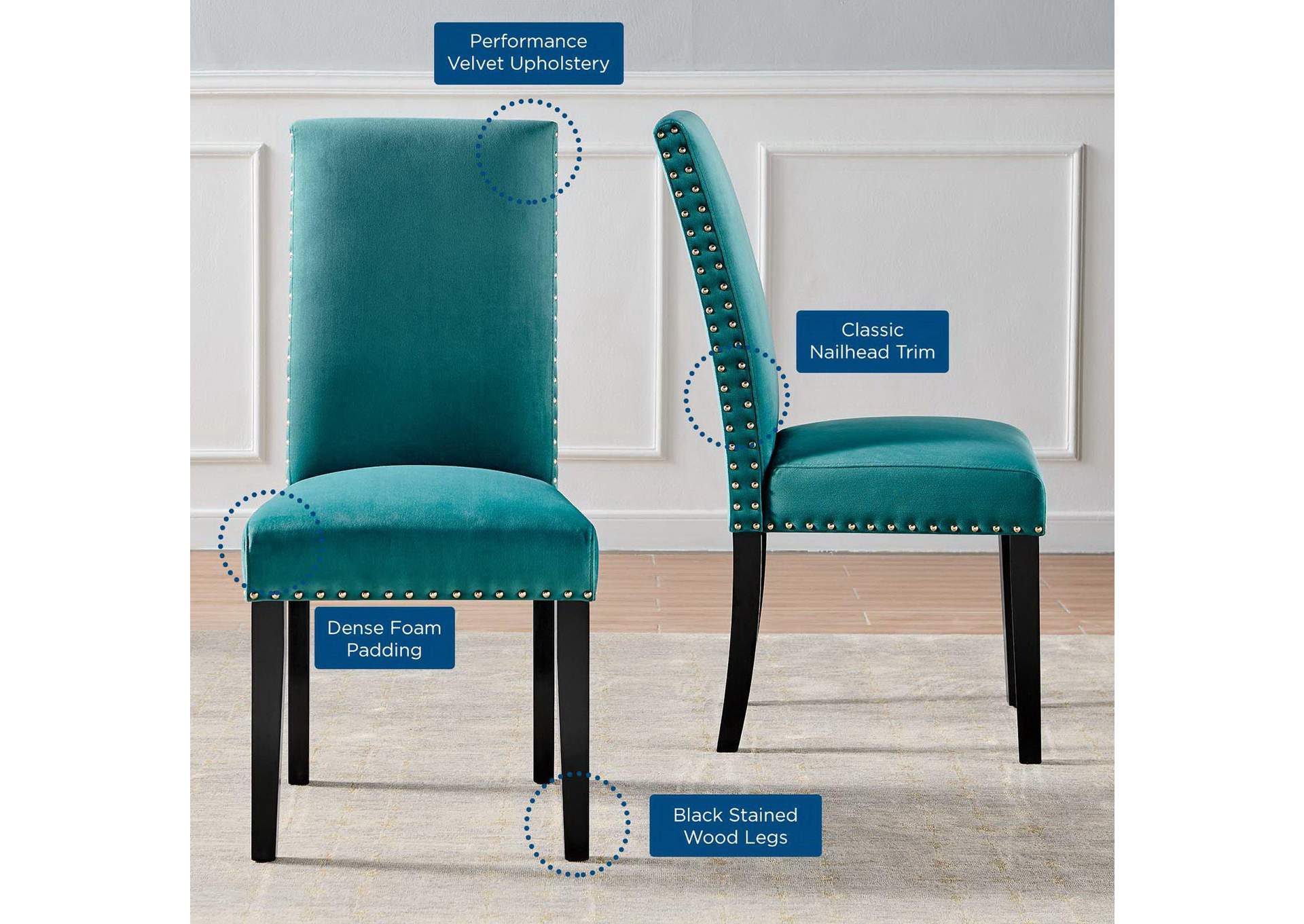 Parcel Performance Velvet Dining Side Chairs Set Of 2 By Modway image 10