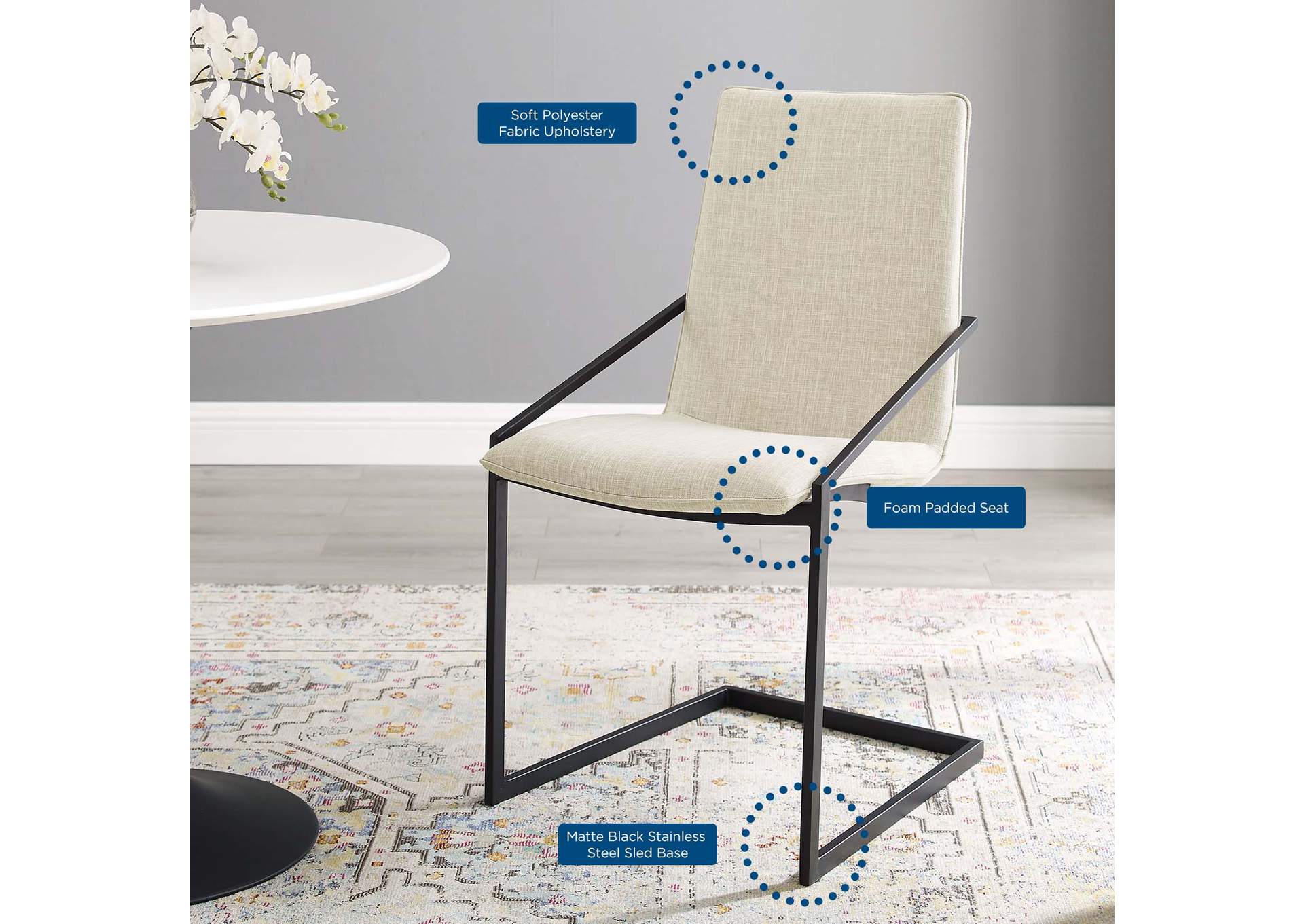 Pitch Upholstered Fabric Dining Armchair