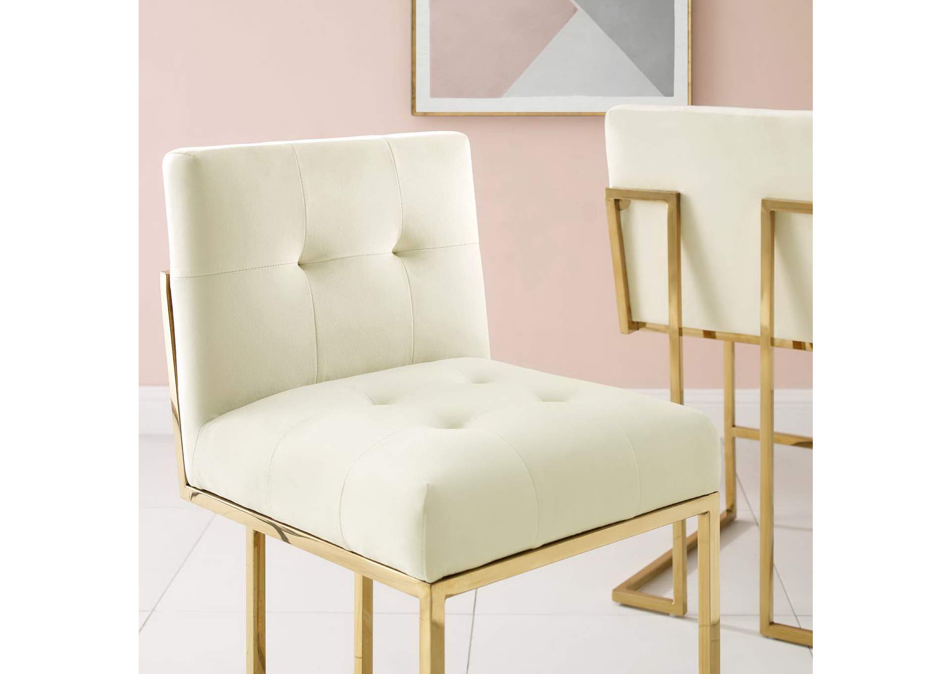 Privy Gold Stainless Steel Performance Velvet Counter Stool image 8