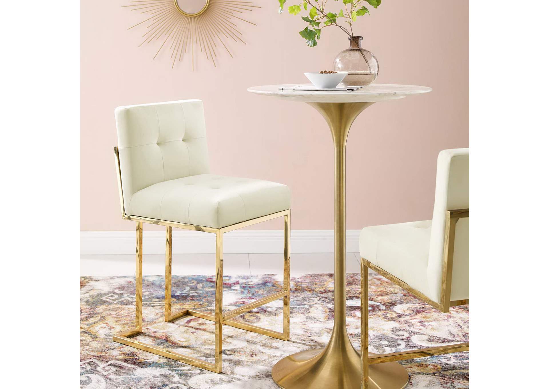 Privy Gold Stainless Steel Performance Velvet Counter Stool image 9