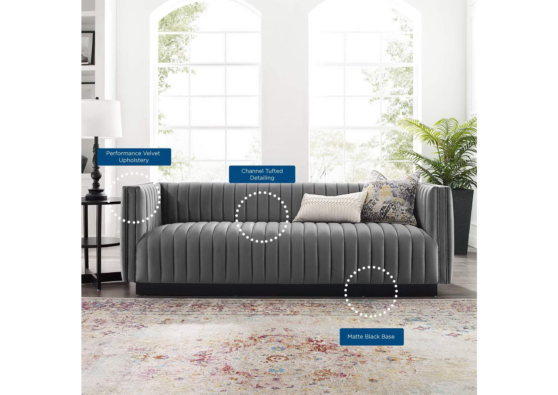Conjure Channel Tufted Velvet Sofa image 9