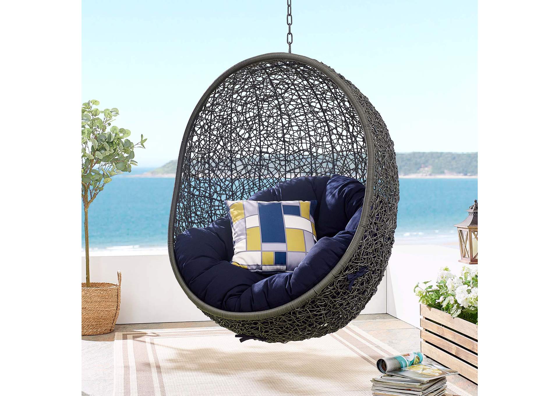Hide Outdoor Patio Sunbrella® Swing Chair With Stand