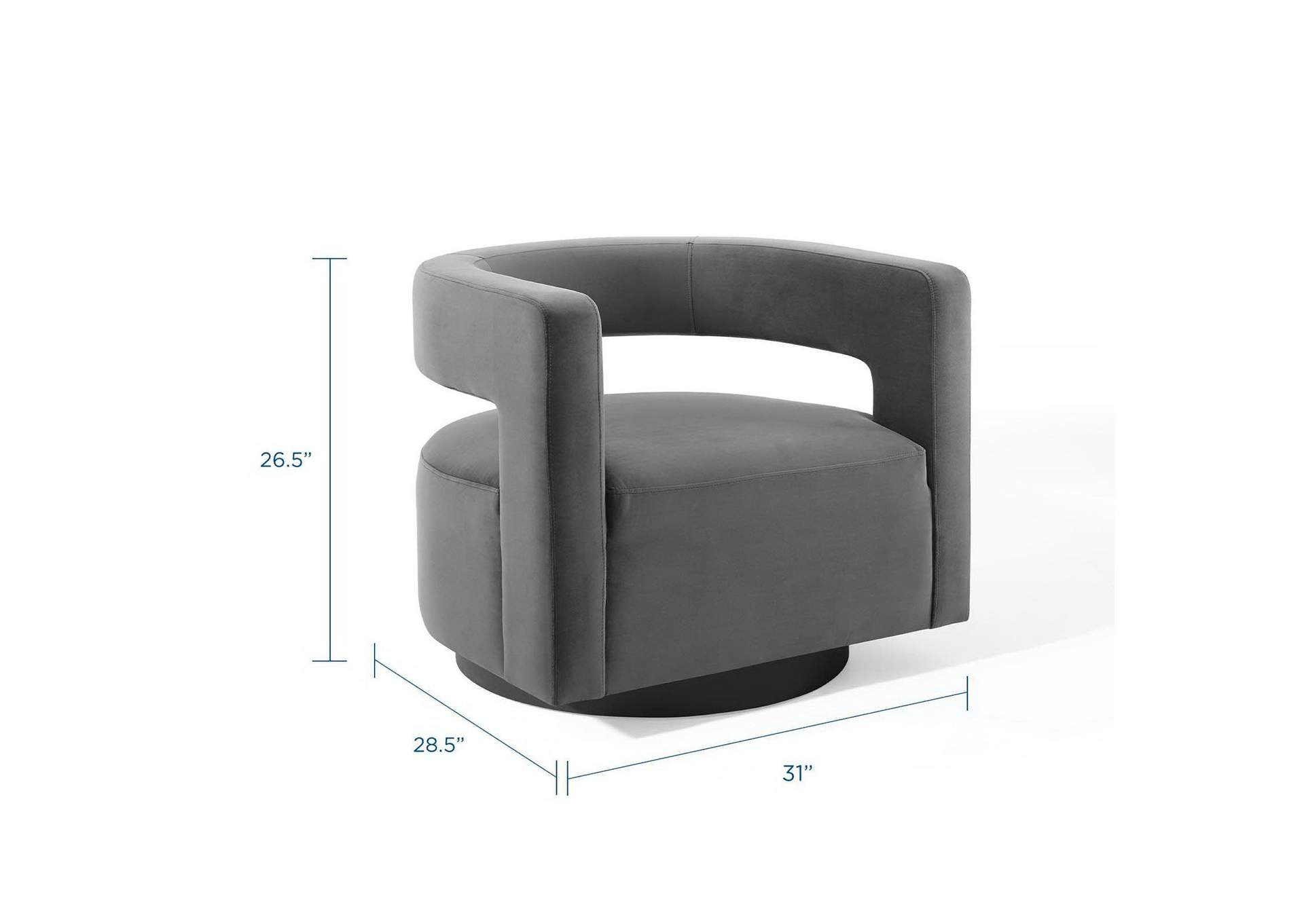 Spin Cutaway Performance Velvet Swivel Armchair image 3