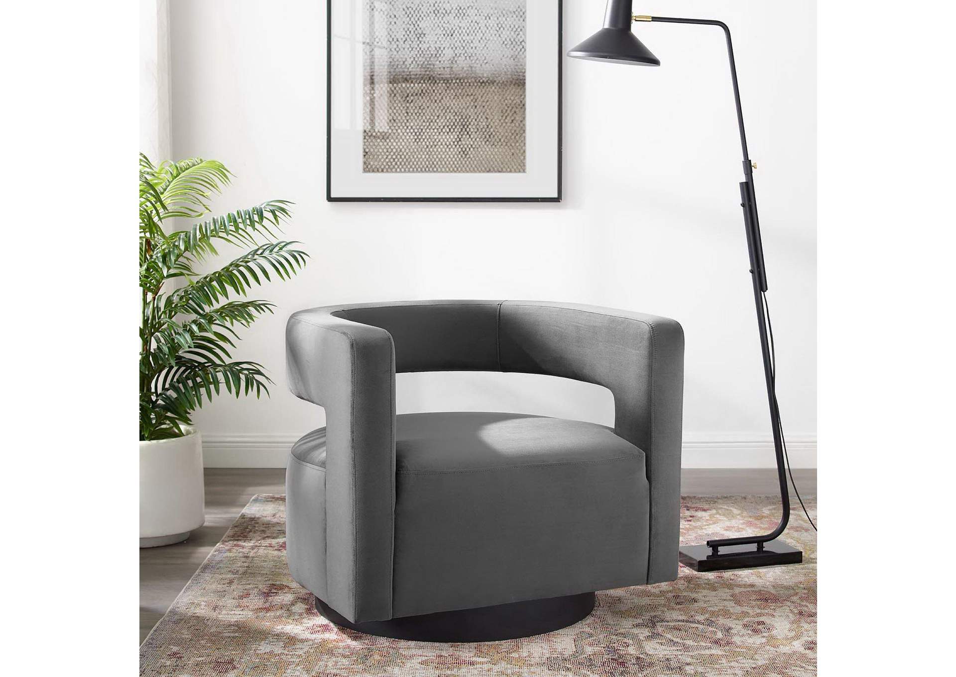Spin Cutaway Performance Velvet Swivel Armchair By Modway image 9