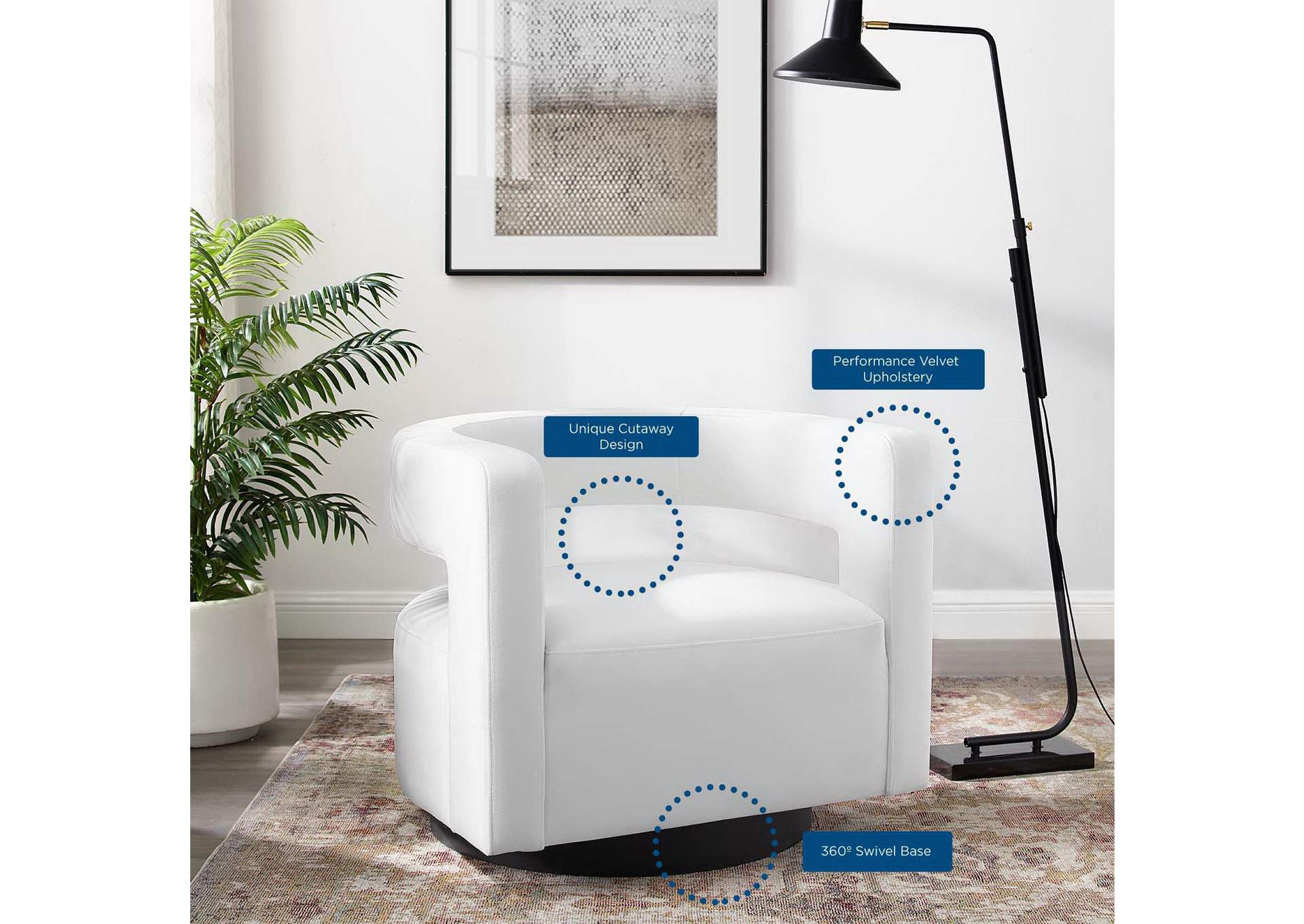 Spin Cutaway Performance Velvet Swivel Armchair image 10