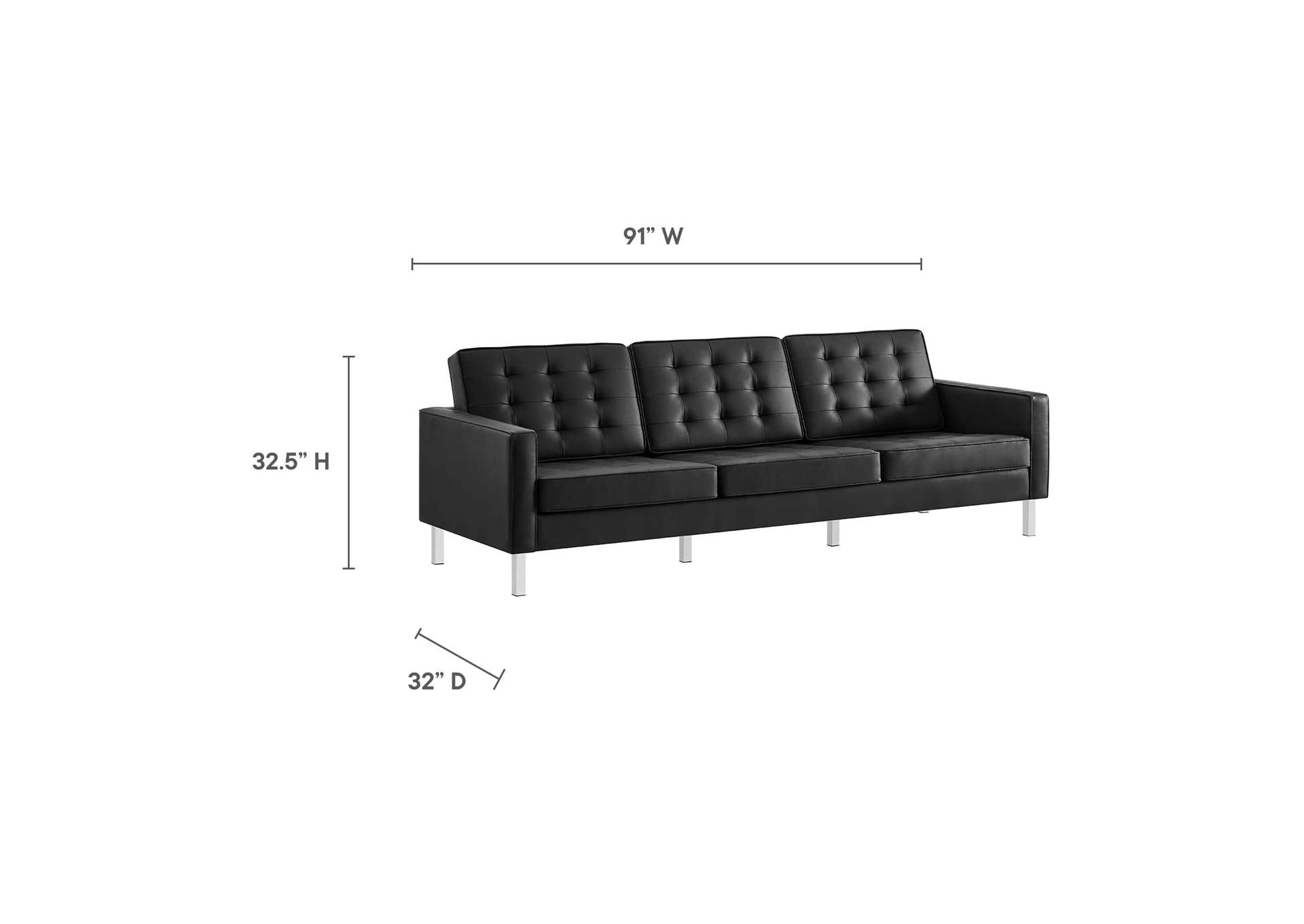 Loft Tufted Vegan Leather 3-Piece Furniture Set