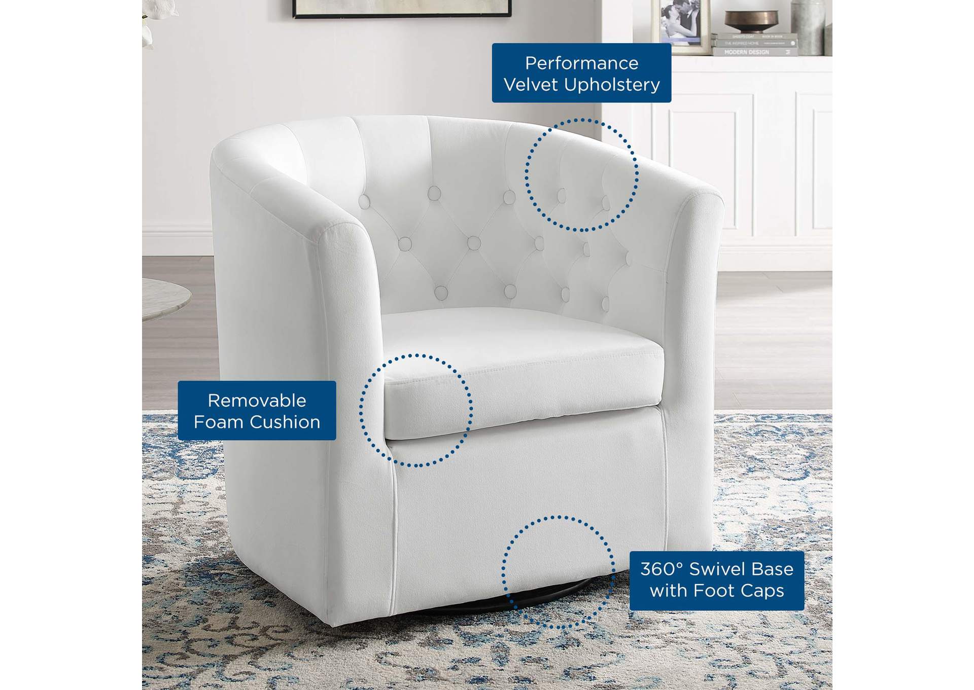 Prospect Tufted Performance Velvet Swivel Armchair image 8