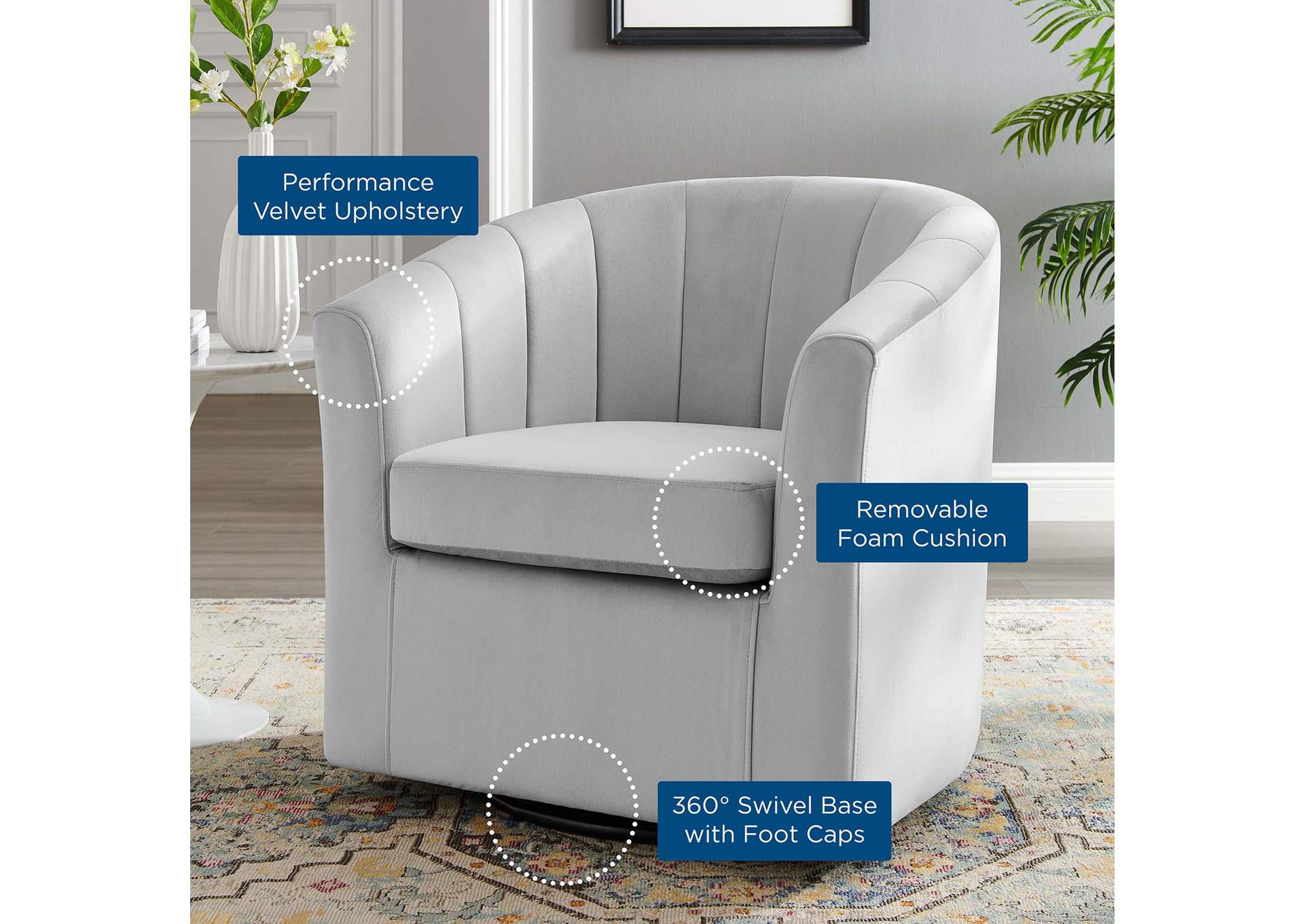 Prospect Performance Velvet Swivel Armchair image 8