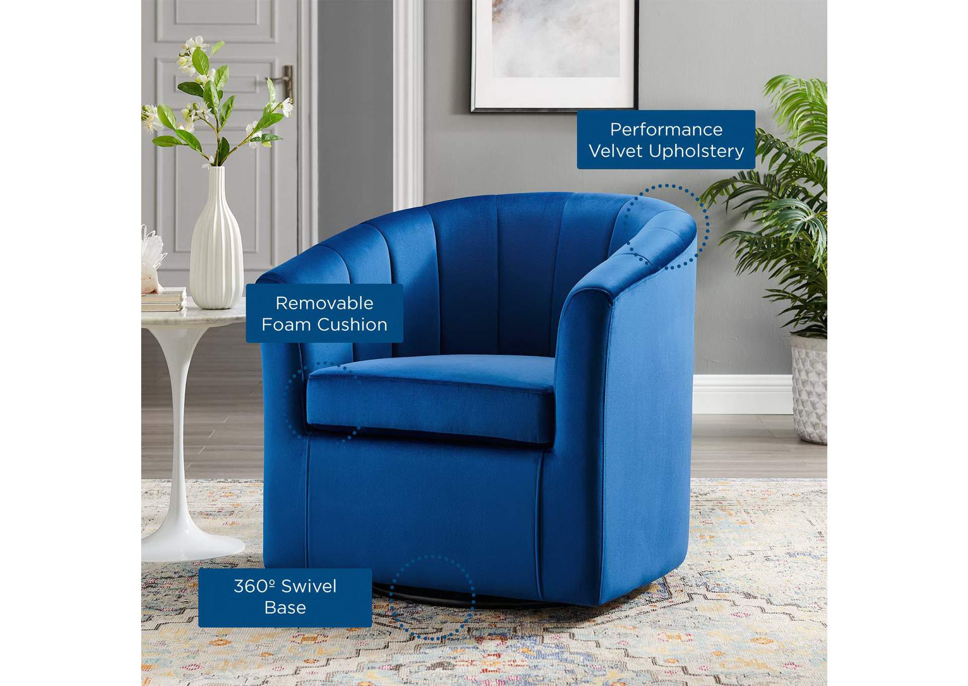 Prospect Performance Velvet Swivel Armchair image 8