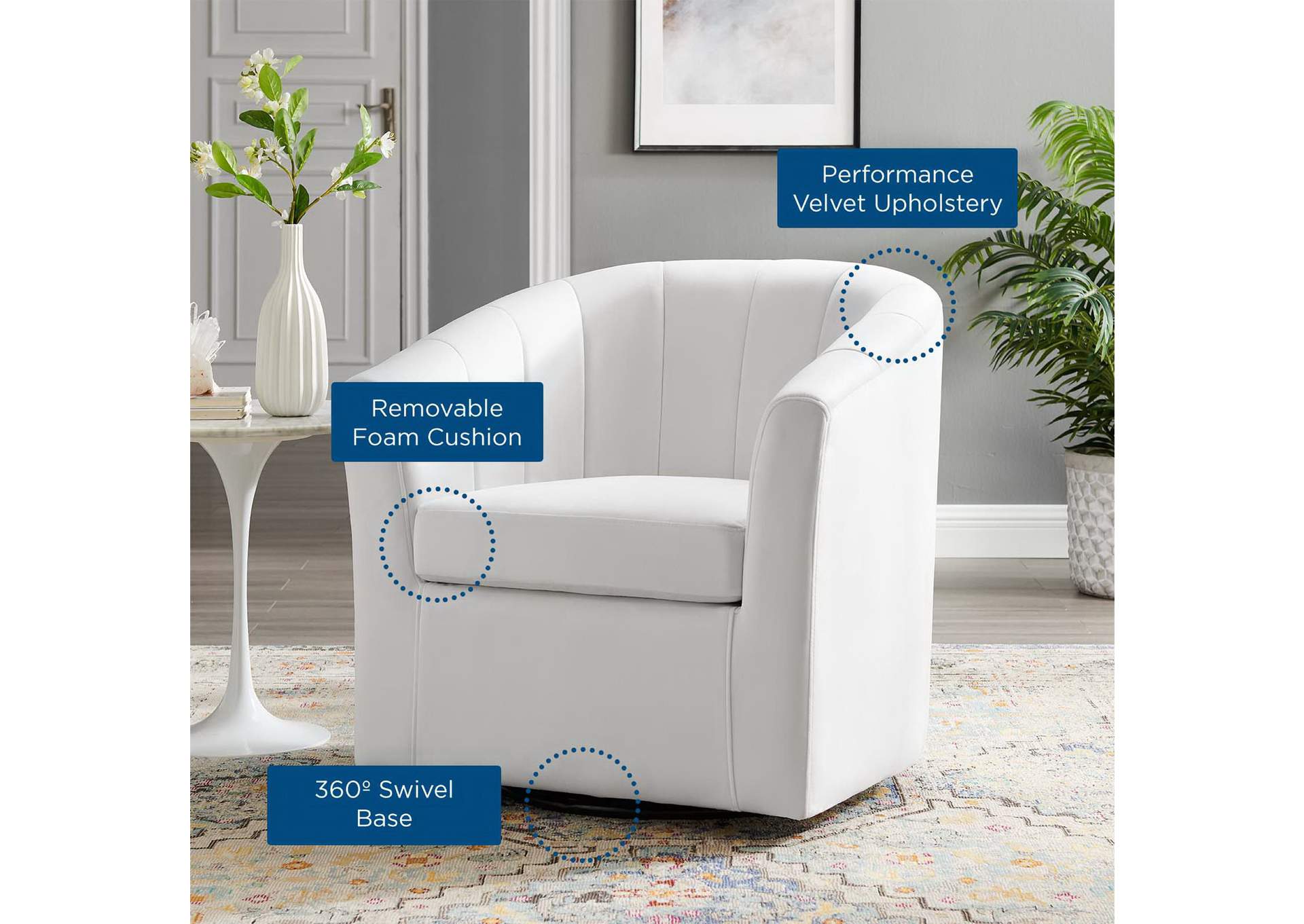 Prospect Performance Velvet Swivel Armchair image 8
