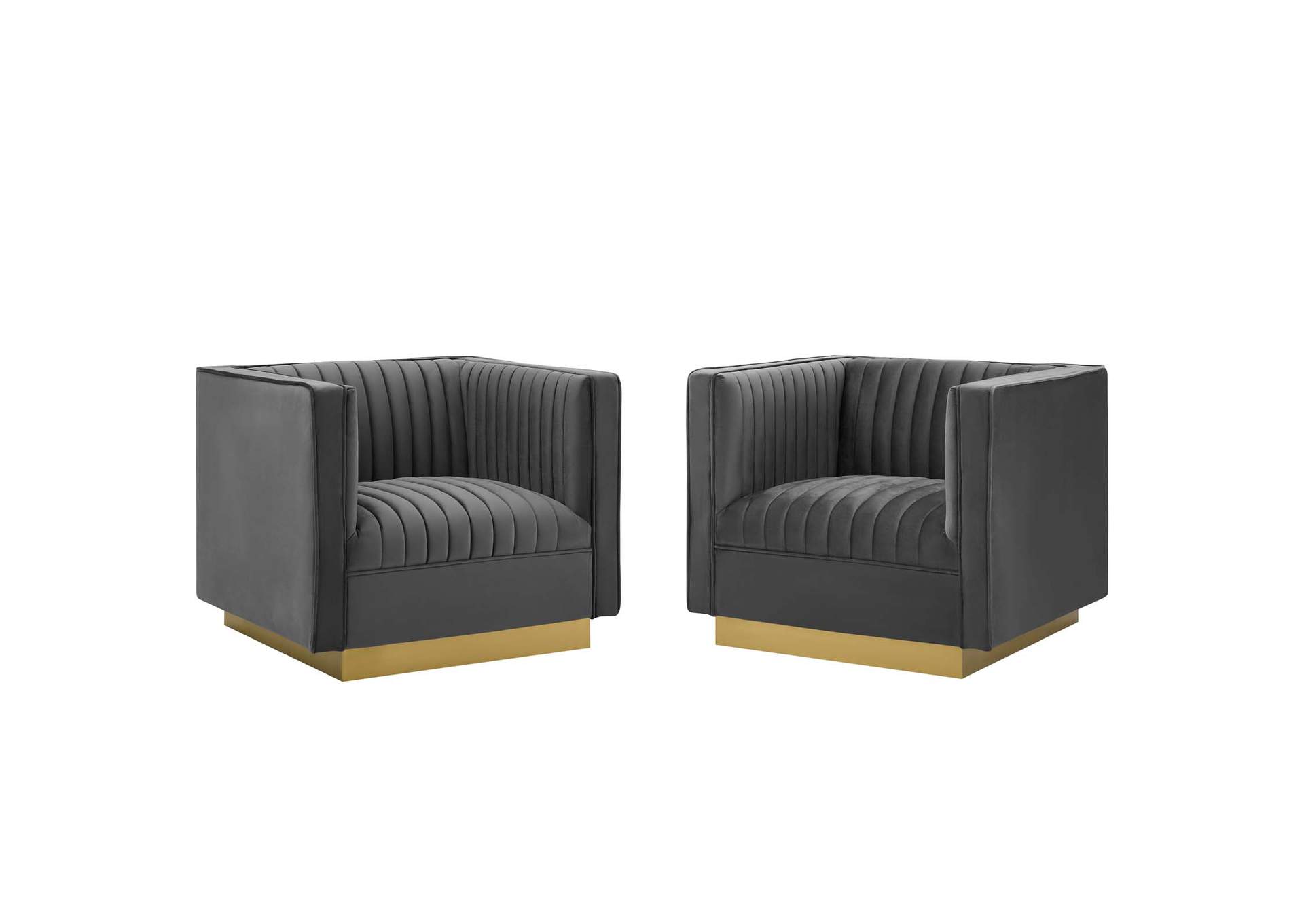 Sanguine Vertical Channel Tufted Upholstered Performance Velvet Armchair Set Of 2 By Modway image 1