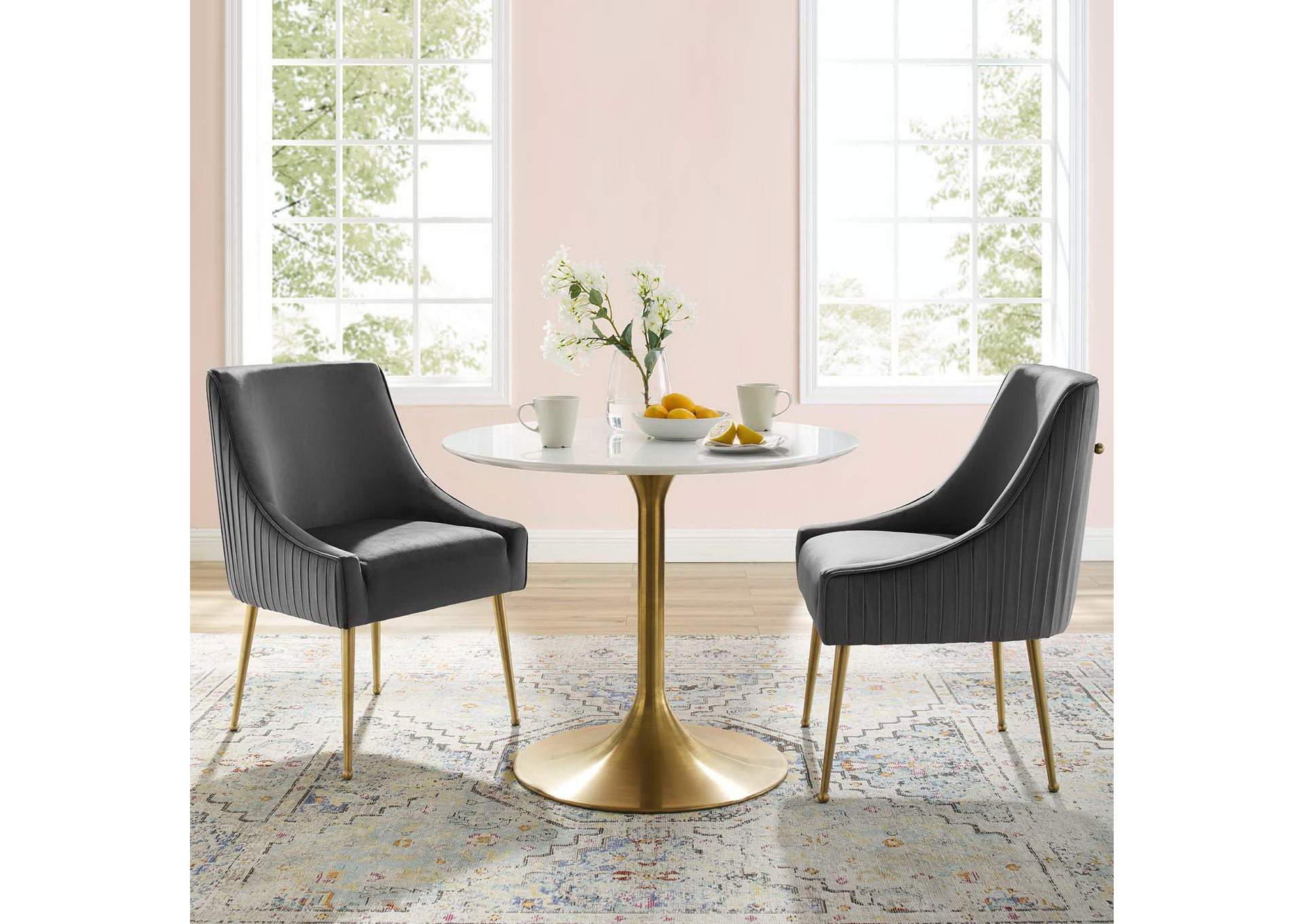 Discern Pleated Back Upholstered Performance Velvet Dining Chair Set Of 2 image 5