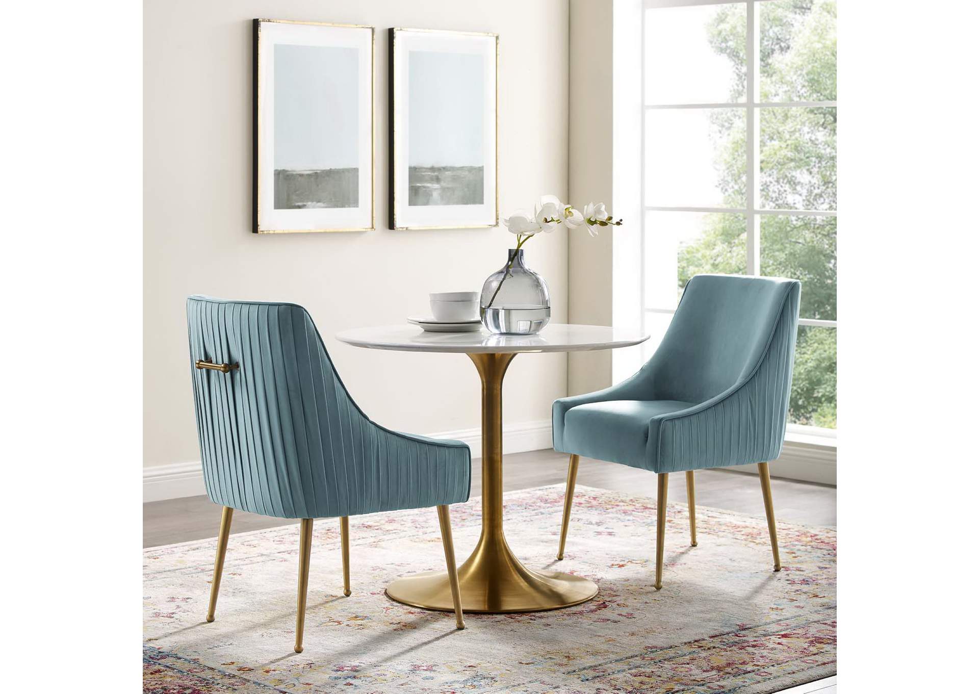 Discern Pleated Back Upholstered Performance Velvet Dining Chair Set Of 2 image 5