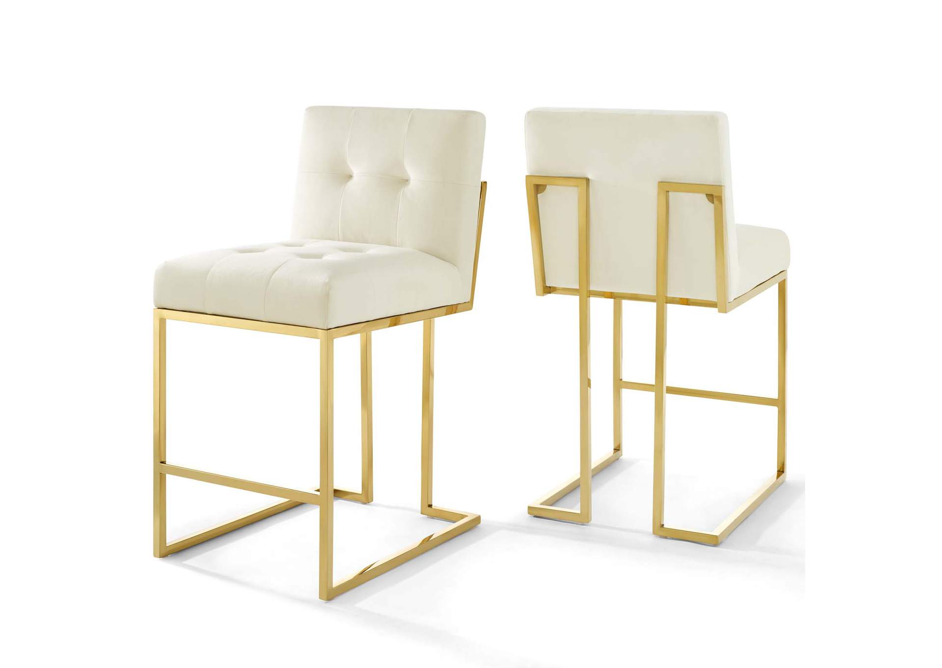 Privy Gold Stainless Steel Performance Velvet Counter Stool Set Of 2 By Modway image 1