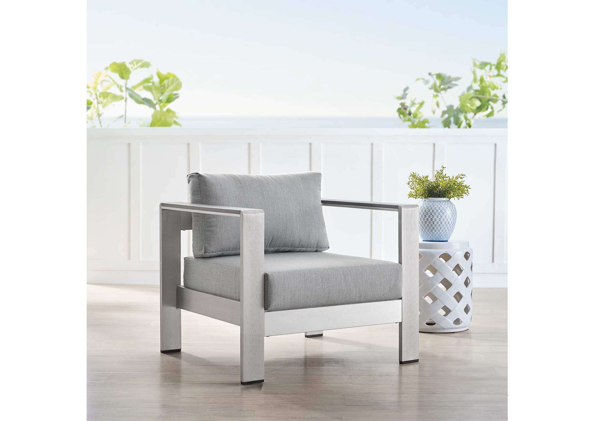 Shore Sunbrella® Fabric Aluminum Outdoor Patio Armchair