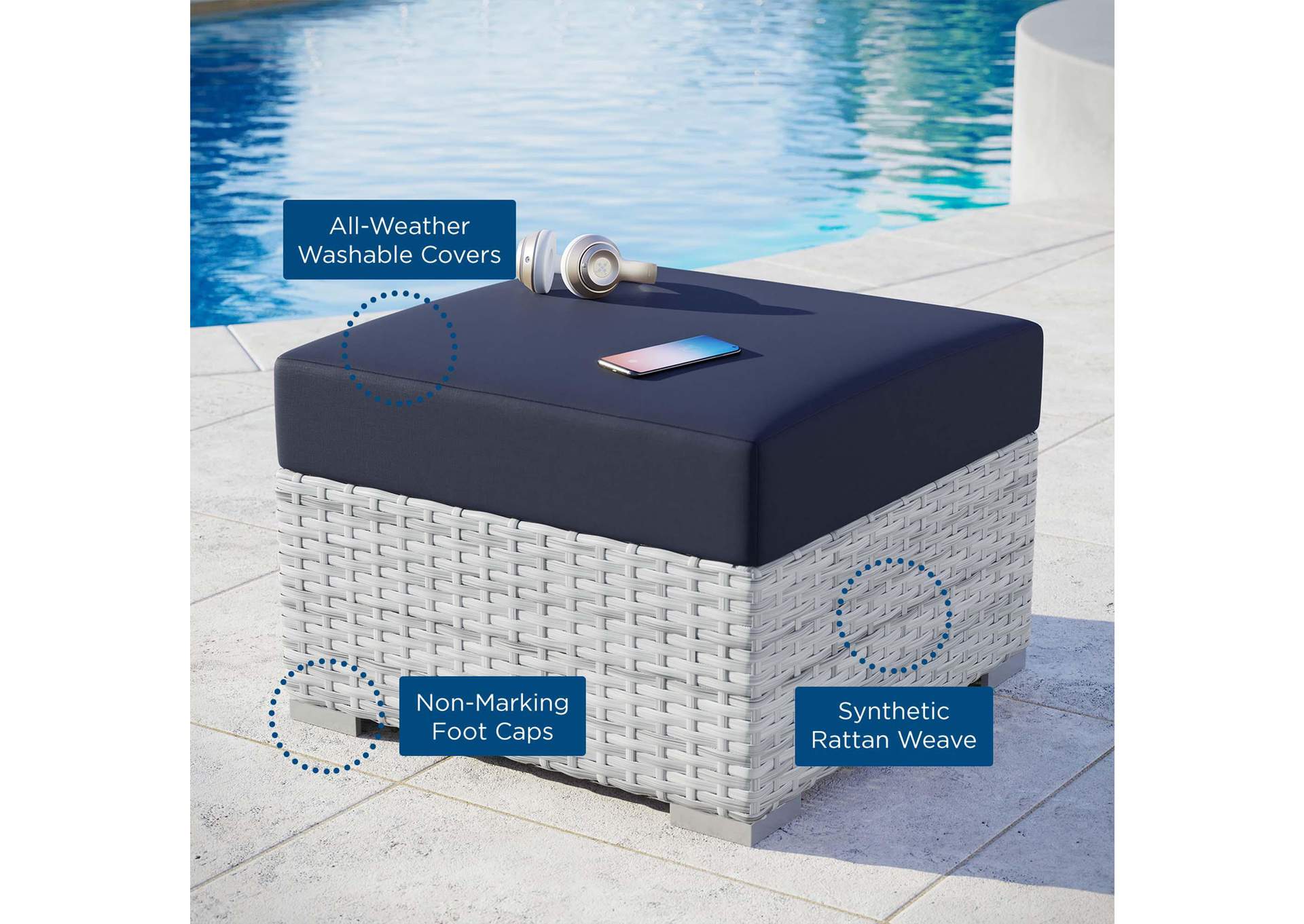 Convene Outdoor Patio Ottoman image 5