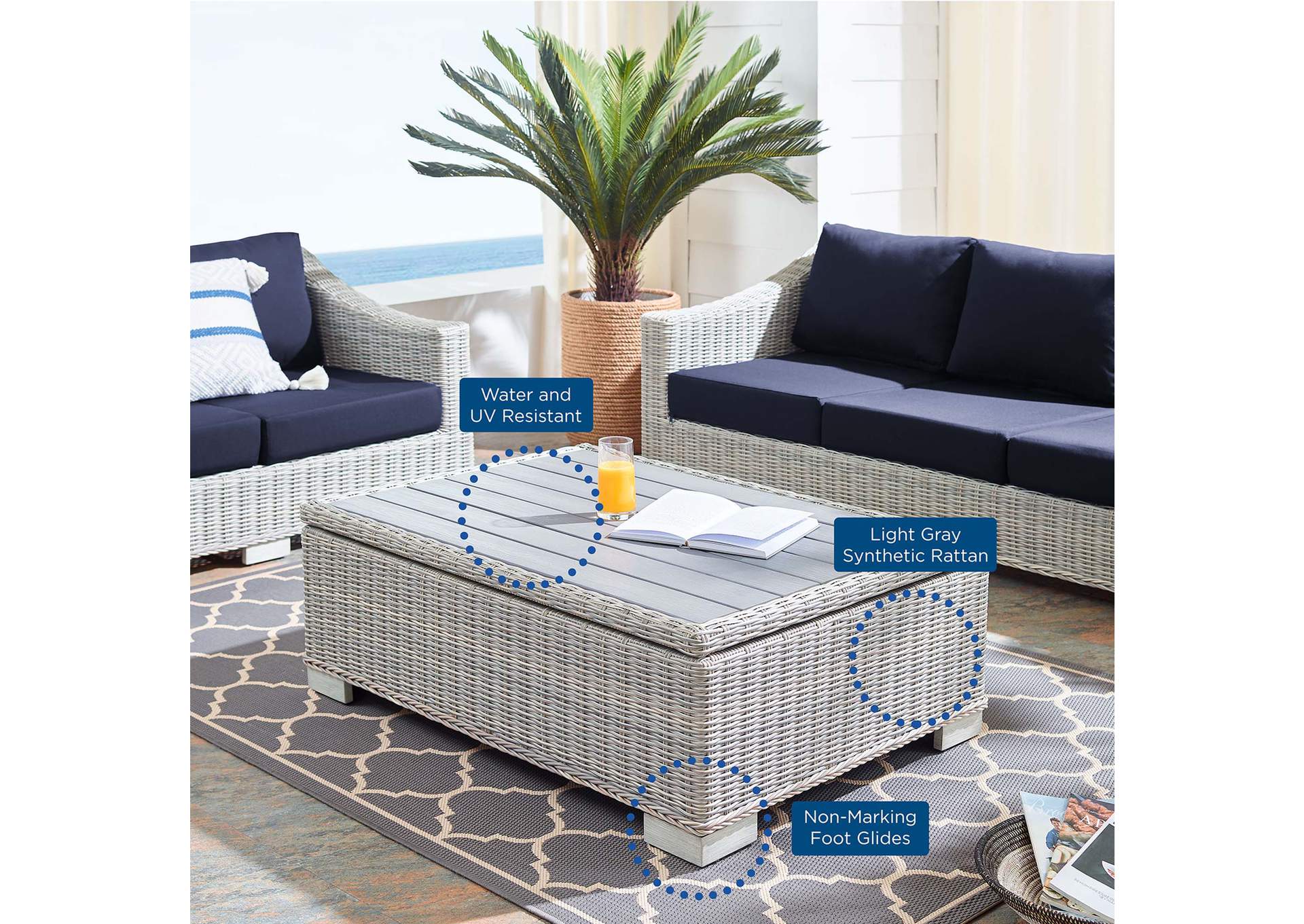 Conway Sunbrella® Outdoor Patio Wicker Rattan 4-Piece Furniture Set