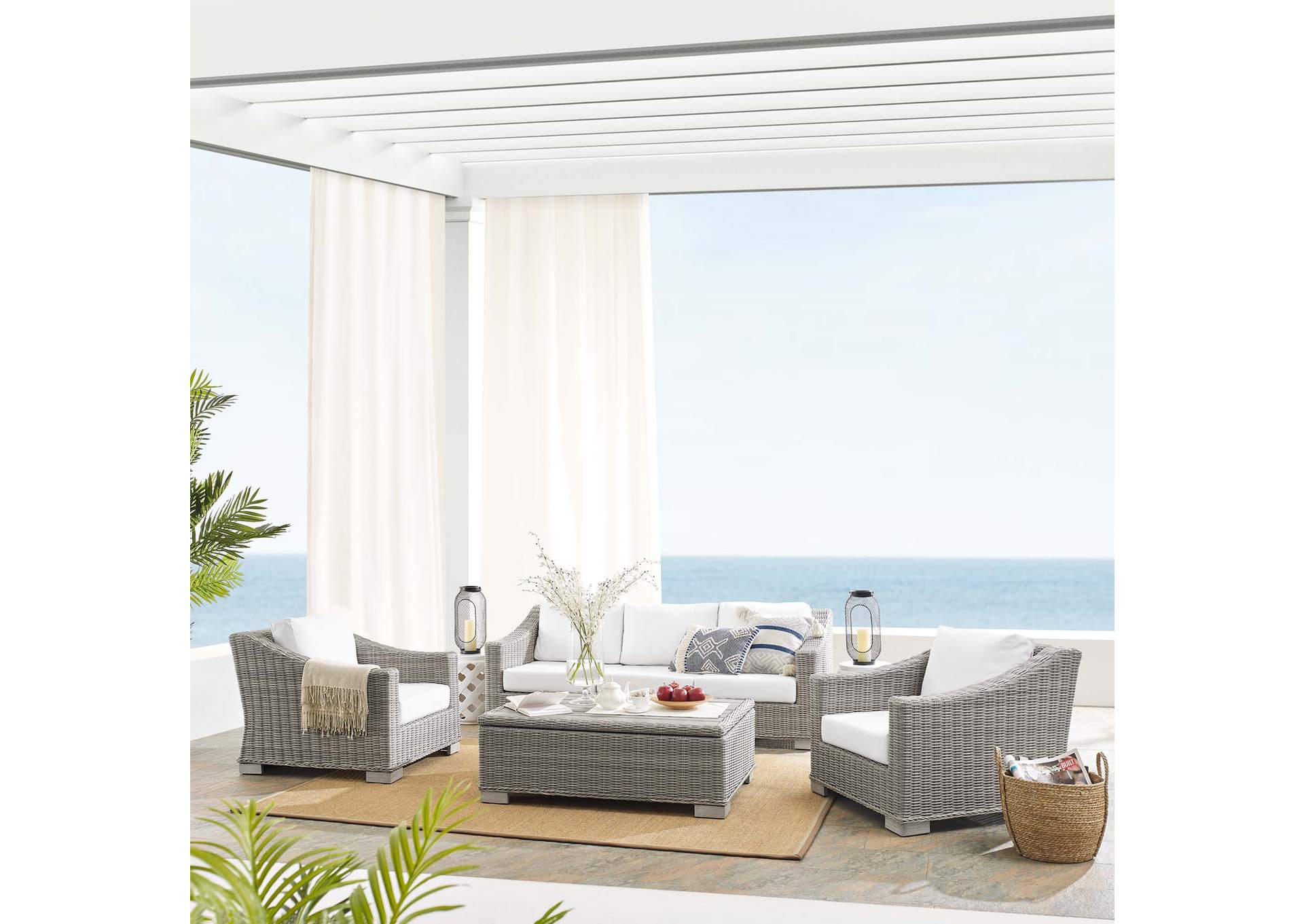 Conway Sunbrella® Outdoor Patio Wicker Rattan 4-Piece Furniture Set