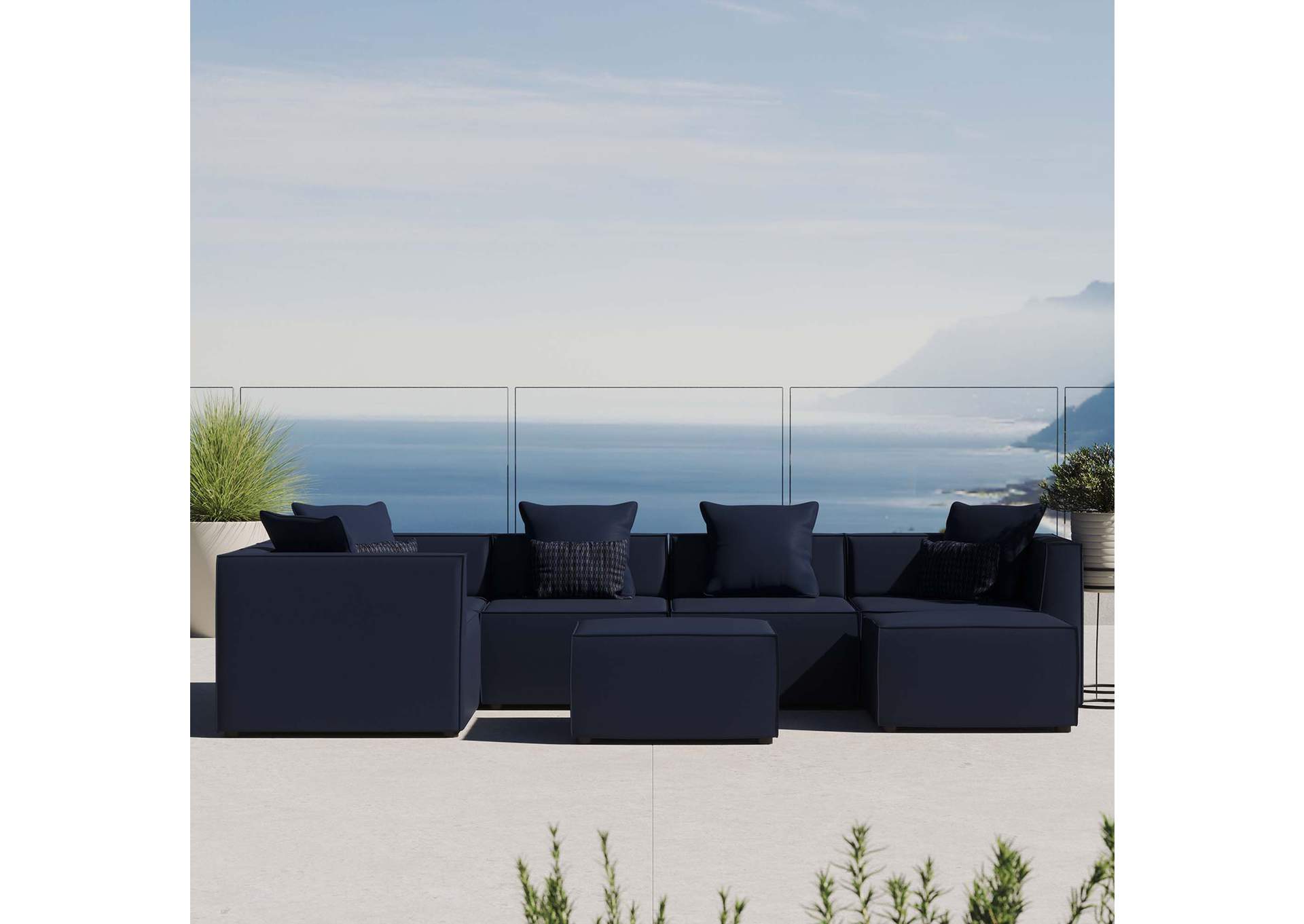 Saybrook Outdoor Patio Upholstered 7-Piece Sectional Sofa