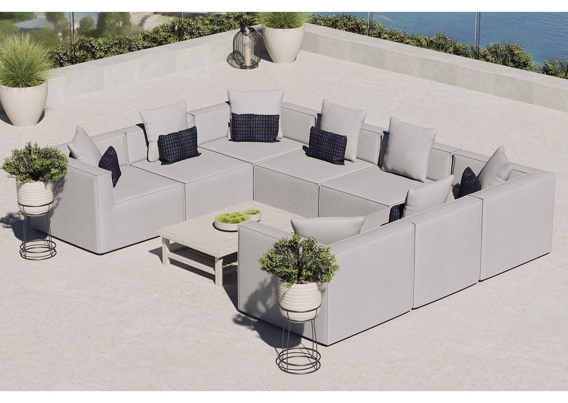 Saybrook Outdoor Patio Upholstered 8-Piece Sectional Sofa