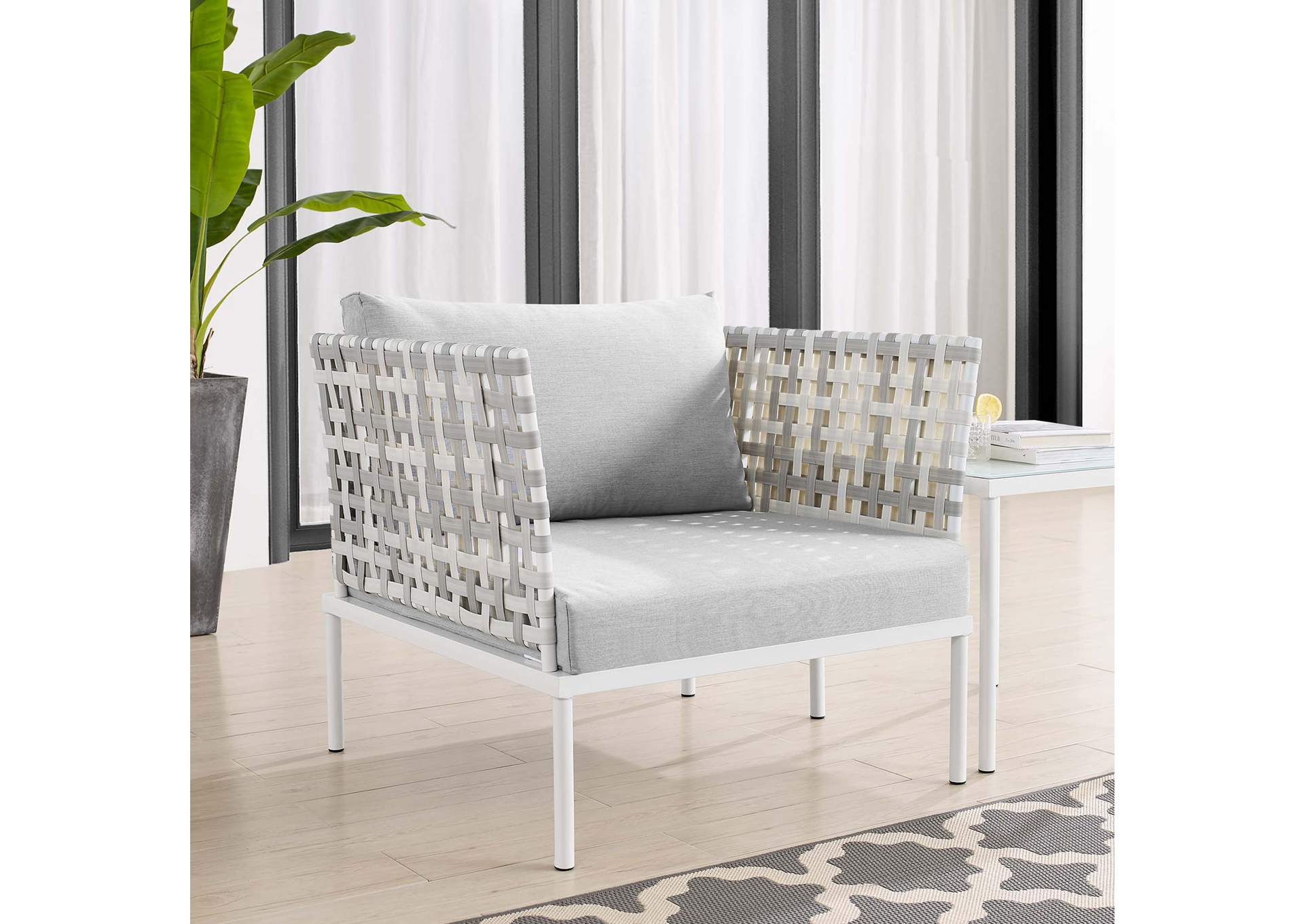 Harmony Sunbrella® Basket Weave Outdoor Patio Aluminum Armchair