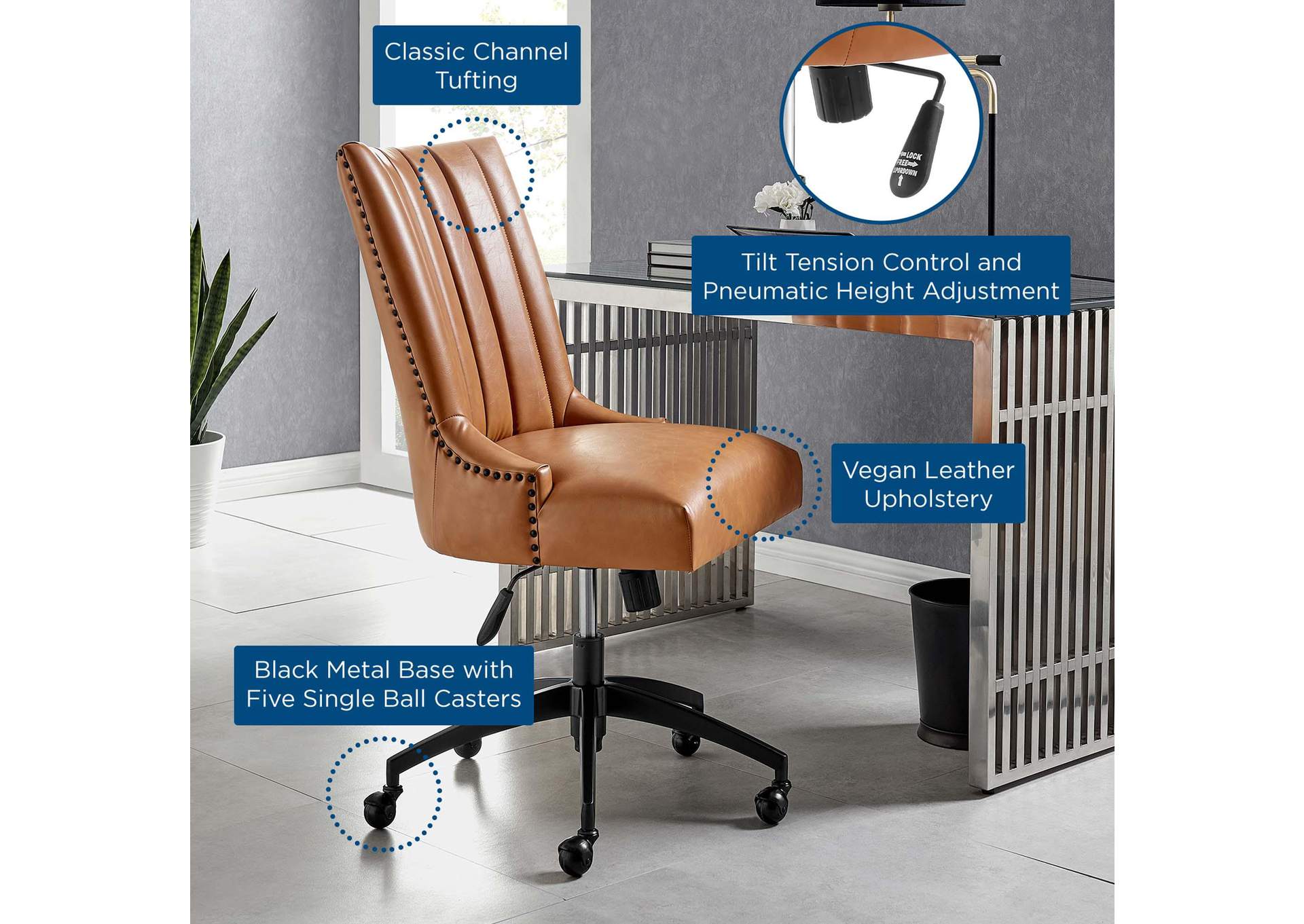 Empower Channel Tufted Vegan Leather Office Chair image 8