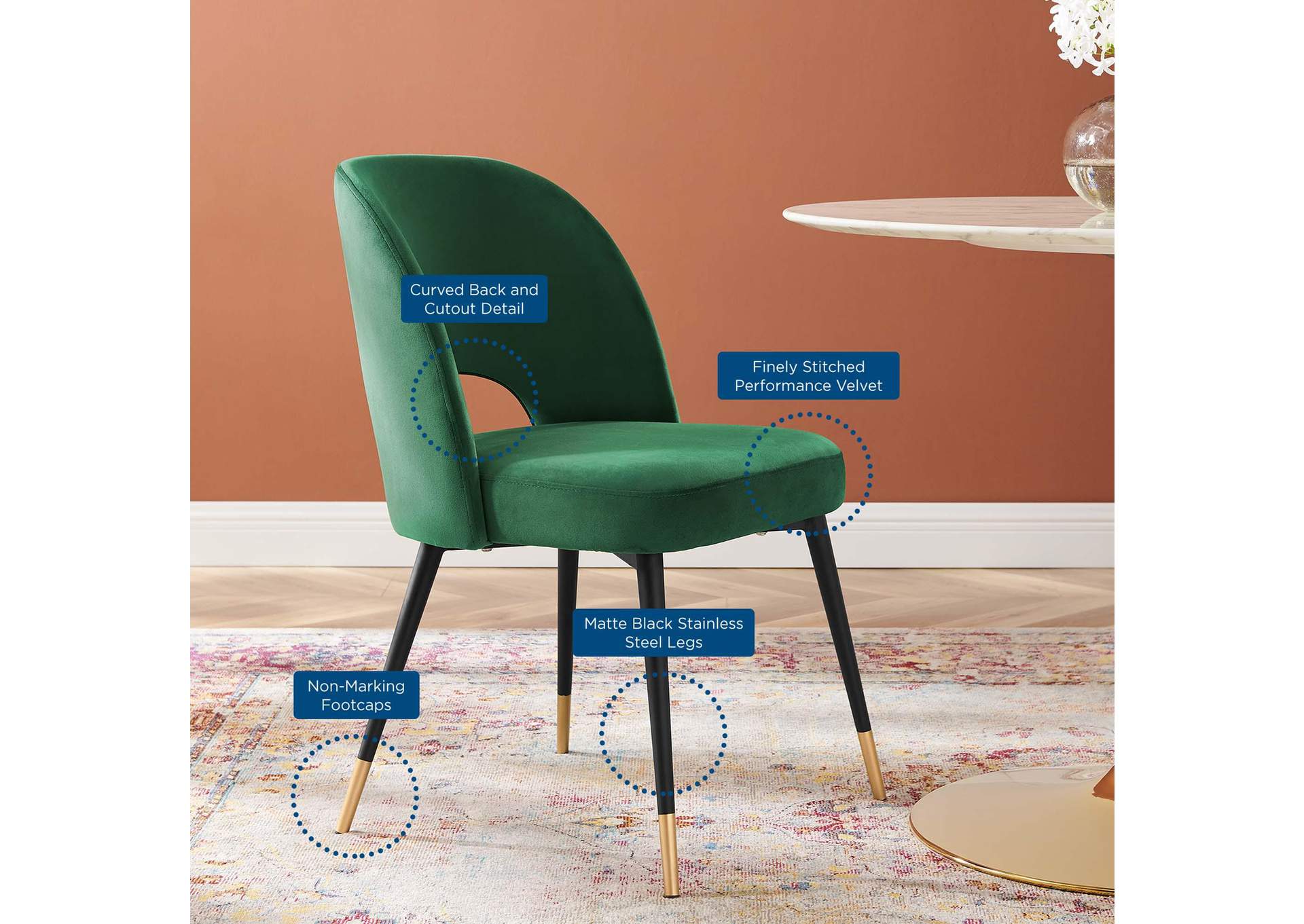 Rouse Performance Velvet Dining Side Chairs - Set Of 2 image 6