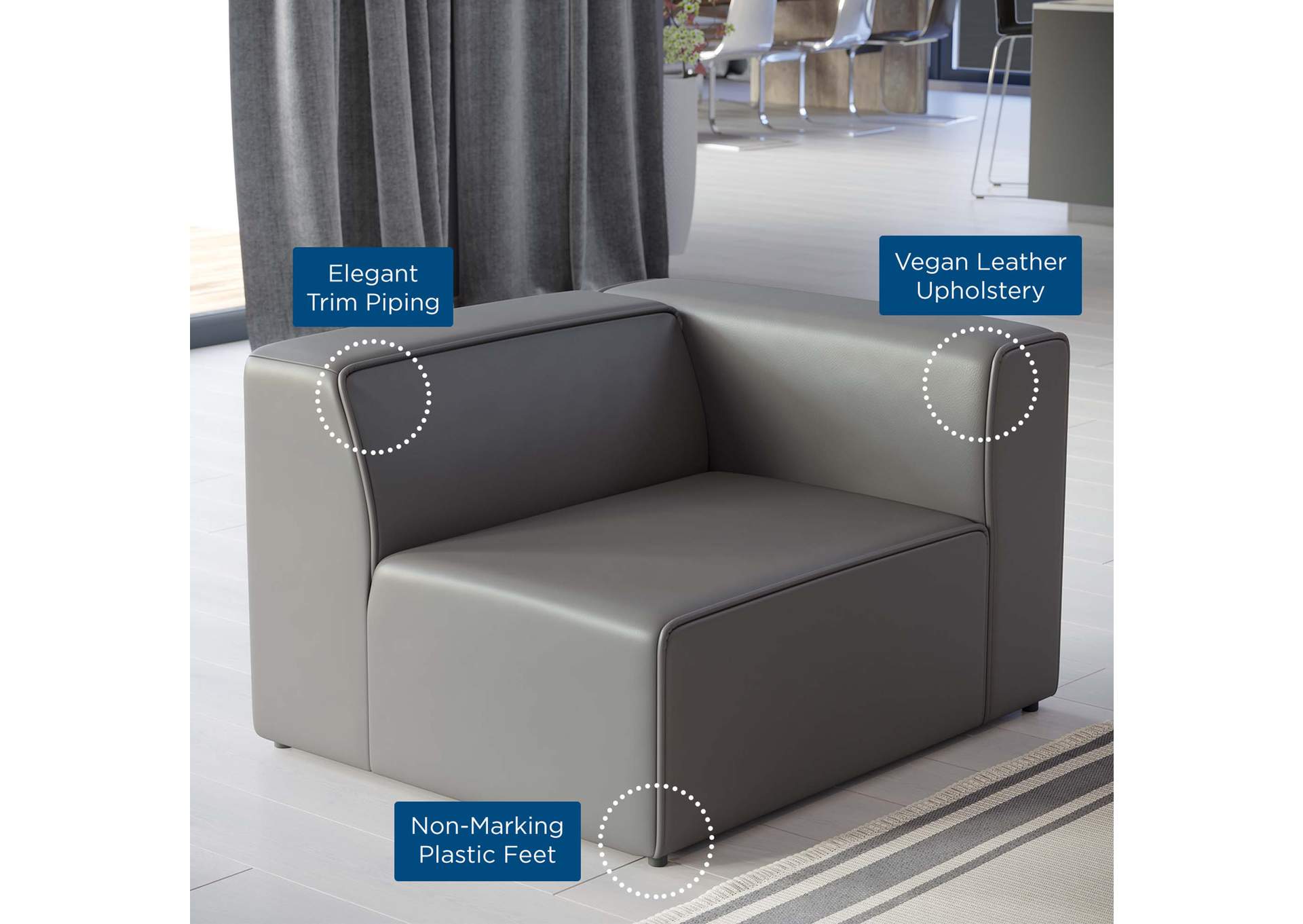 Mingle Vegan Leather Right-Arm Chair image 7