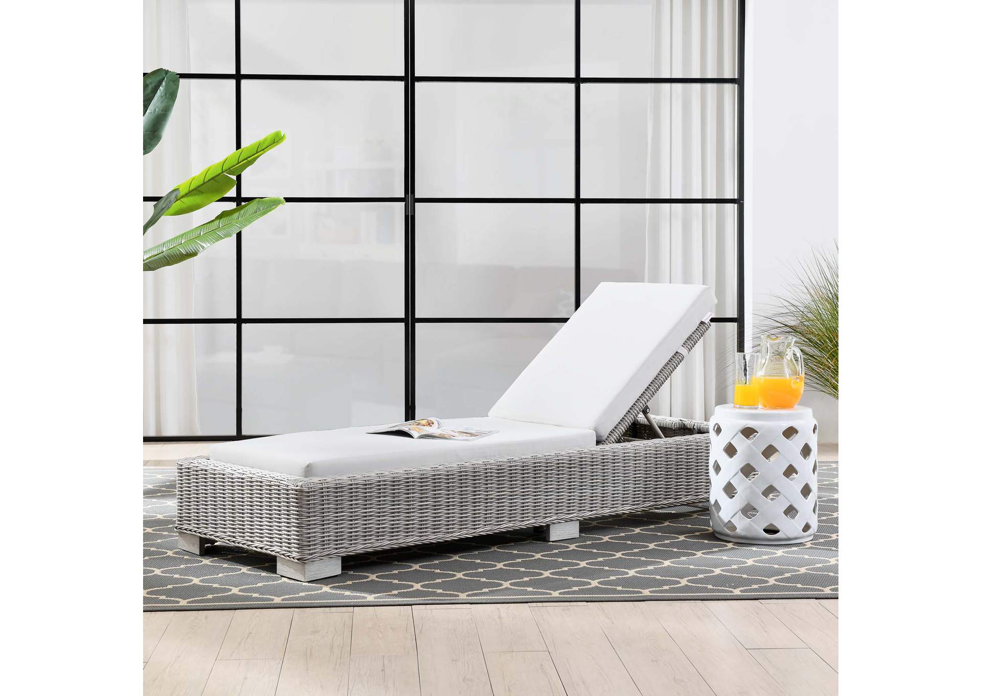 Conway Outdoor Patio Wicker Rattan Chaise Lounge By Modway