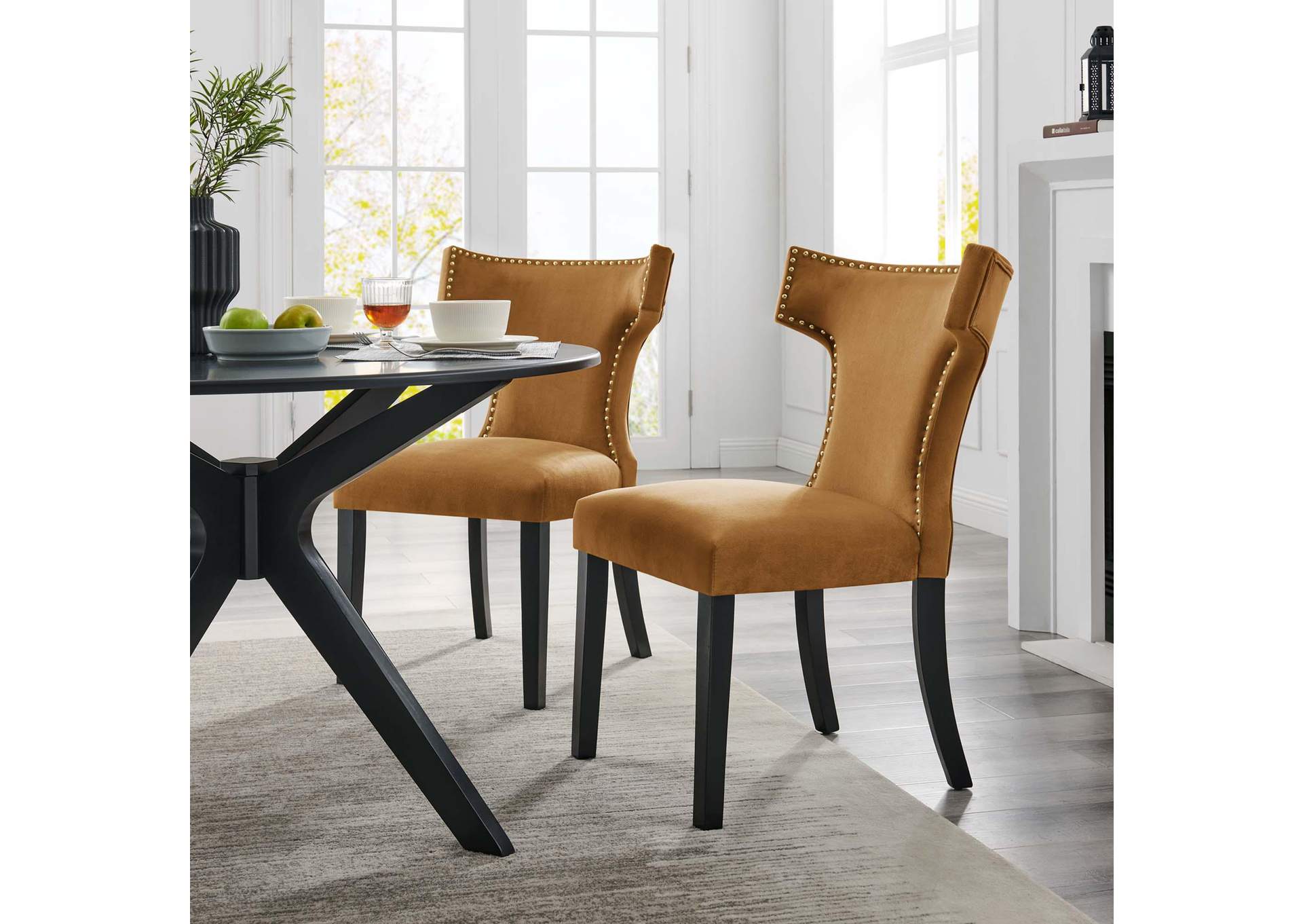 Curve Performance Velvet Dining Chairs - Set Of 2 image 10