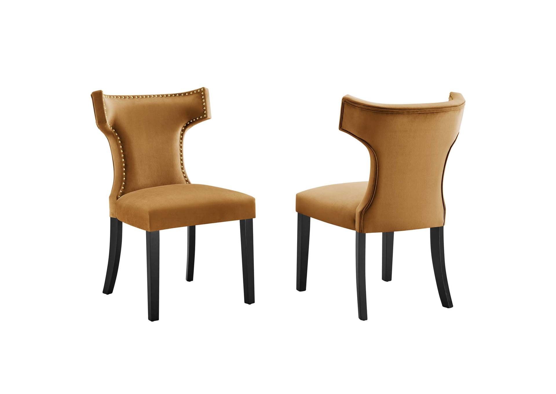Curve Performance Velvet Dining Chairs Set Of 2 By Modway image 1
