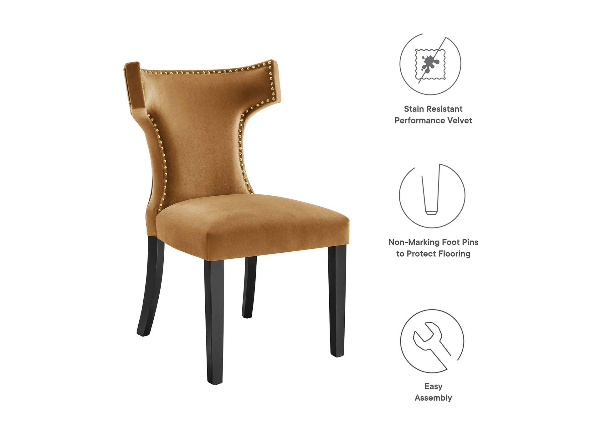 Curve Performance Velvet Dining Chairs - Set Of 2 image 9