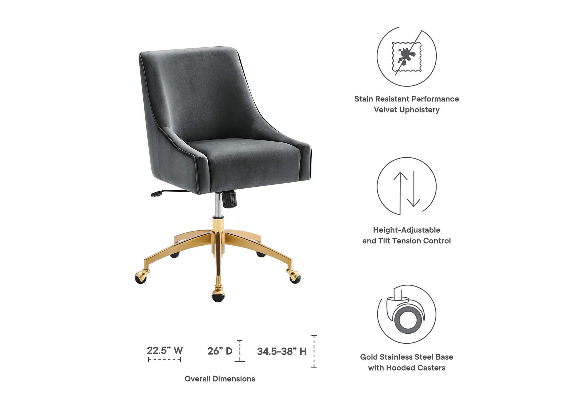 Discern Performance Velvet Office Chair image 7