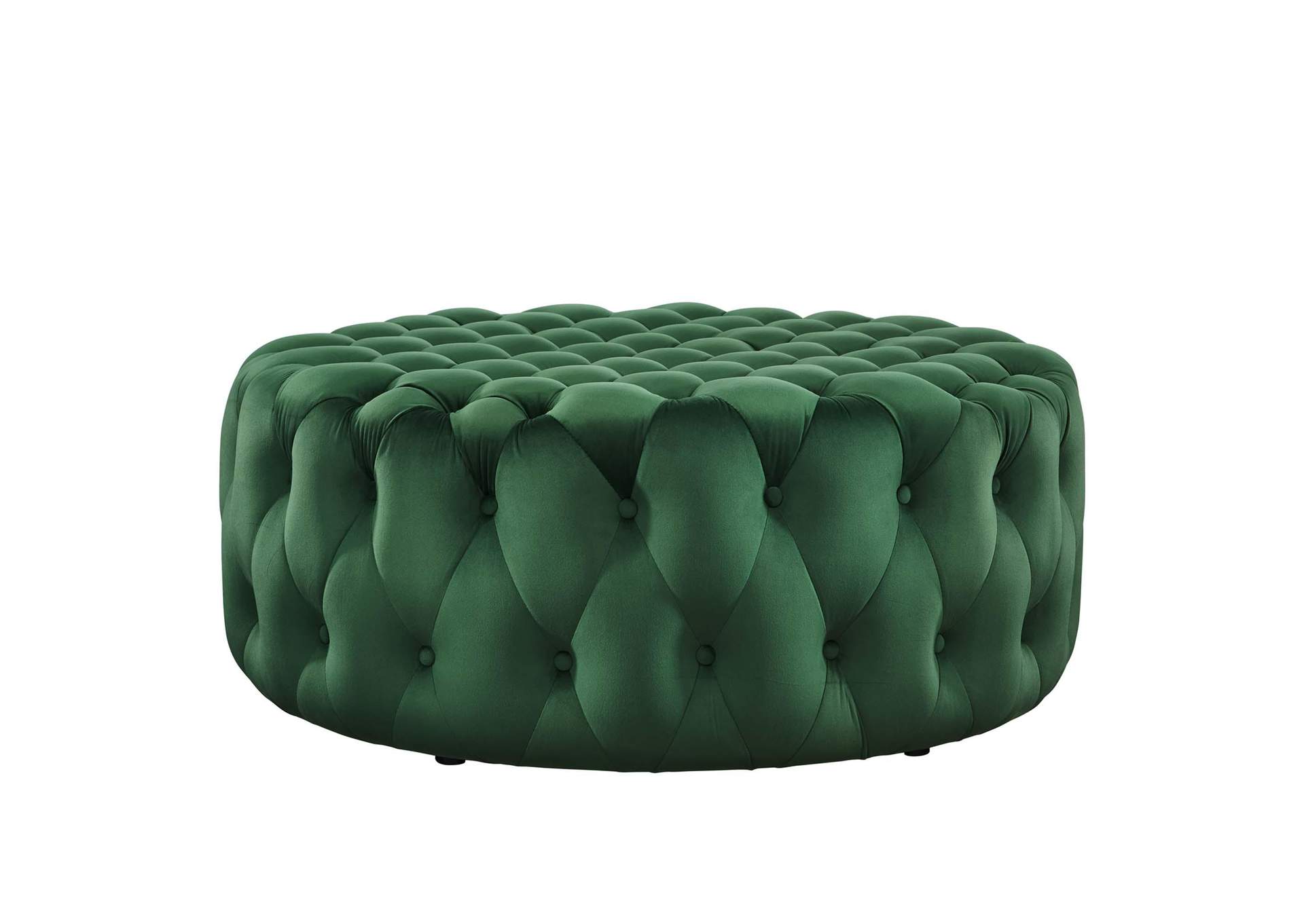 Amour Tufted Button Large Round Performance Velvet Ottoman image 4