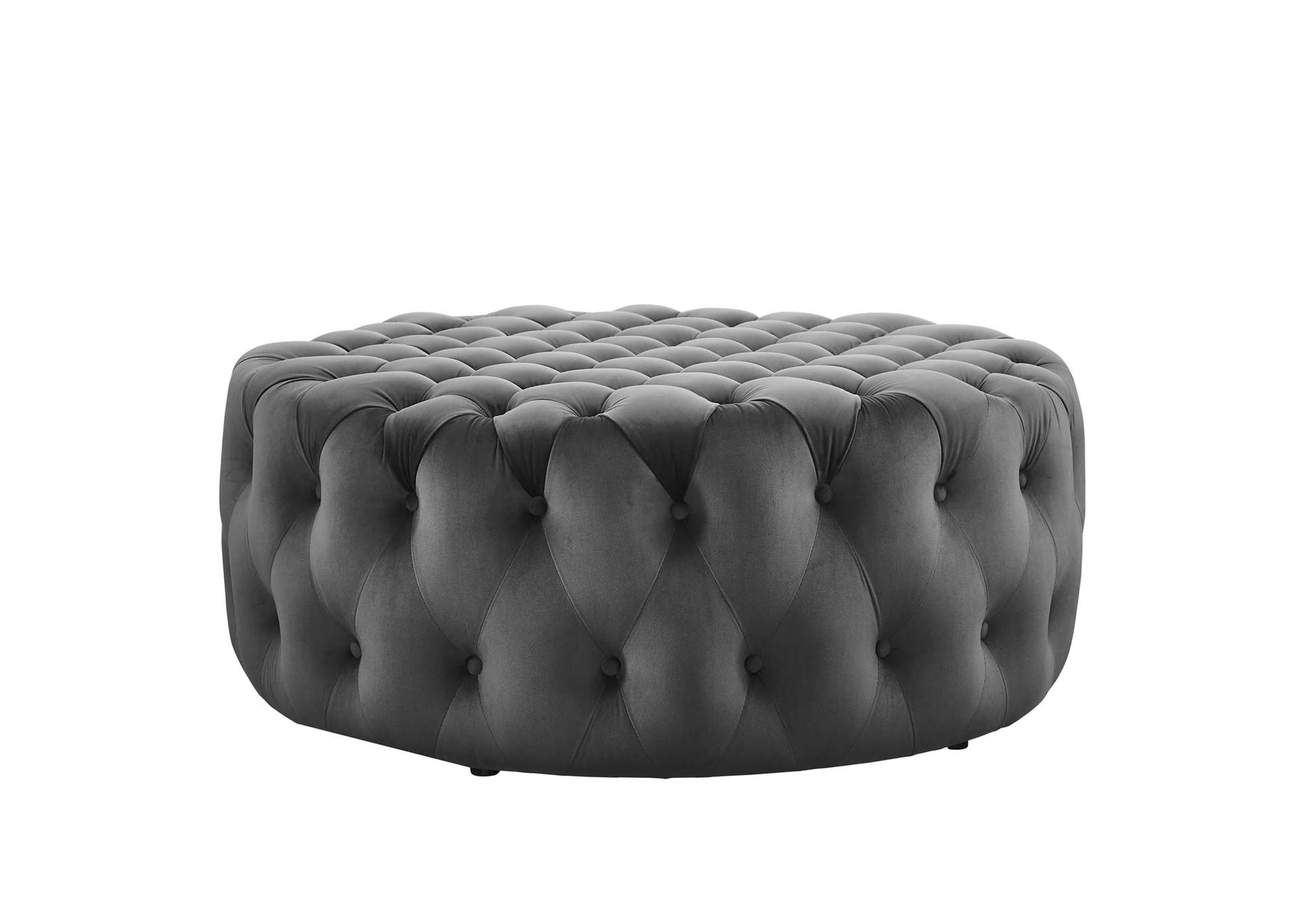 Amour Tufted Button Large Round Performance Velvet Ottoman image 4
