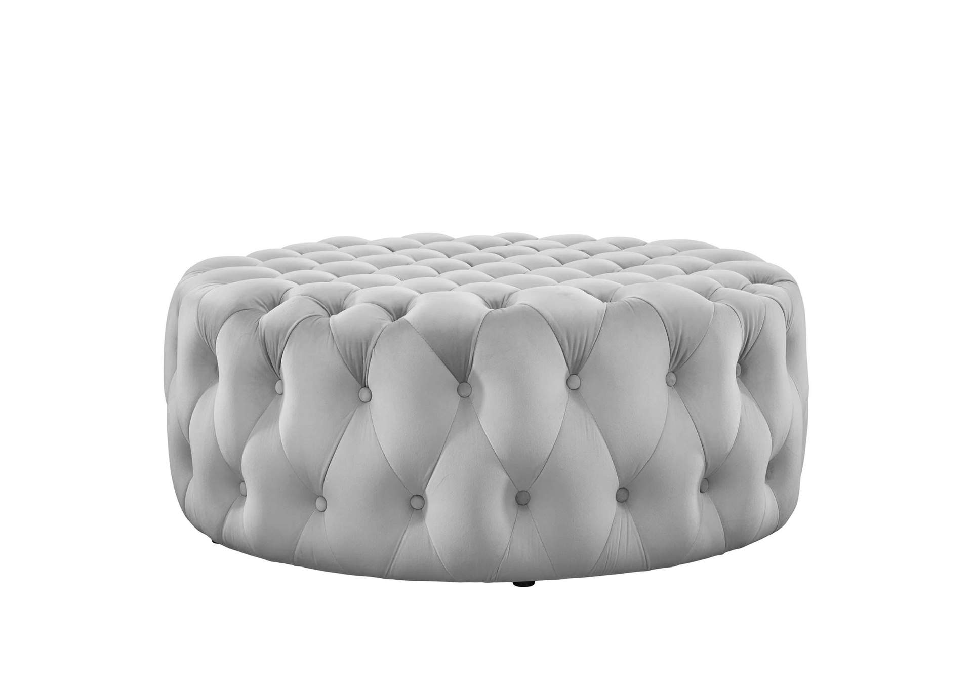 Amour Tufted Button Large Round Performance Velvet Ottoman image 4