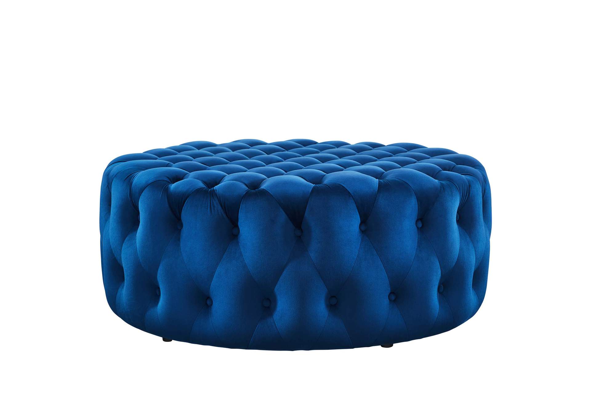 Amour Tufted Button Large Round Performance Velvet Ottoman image 4