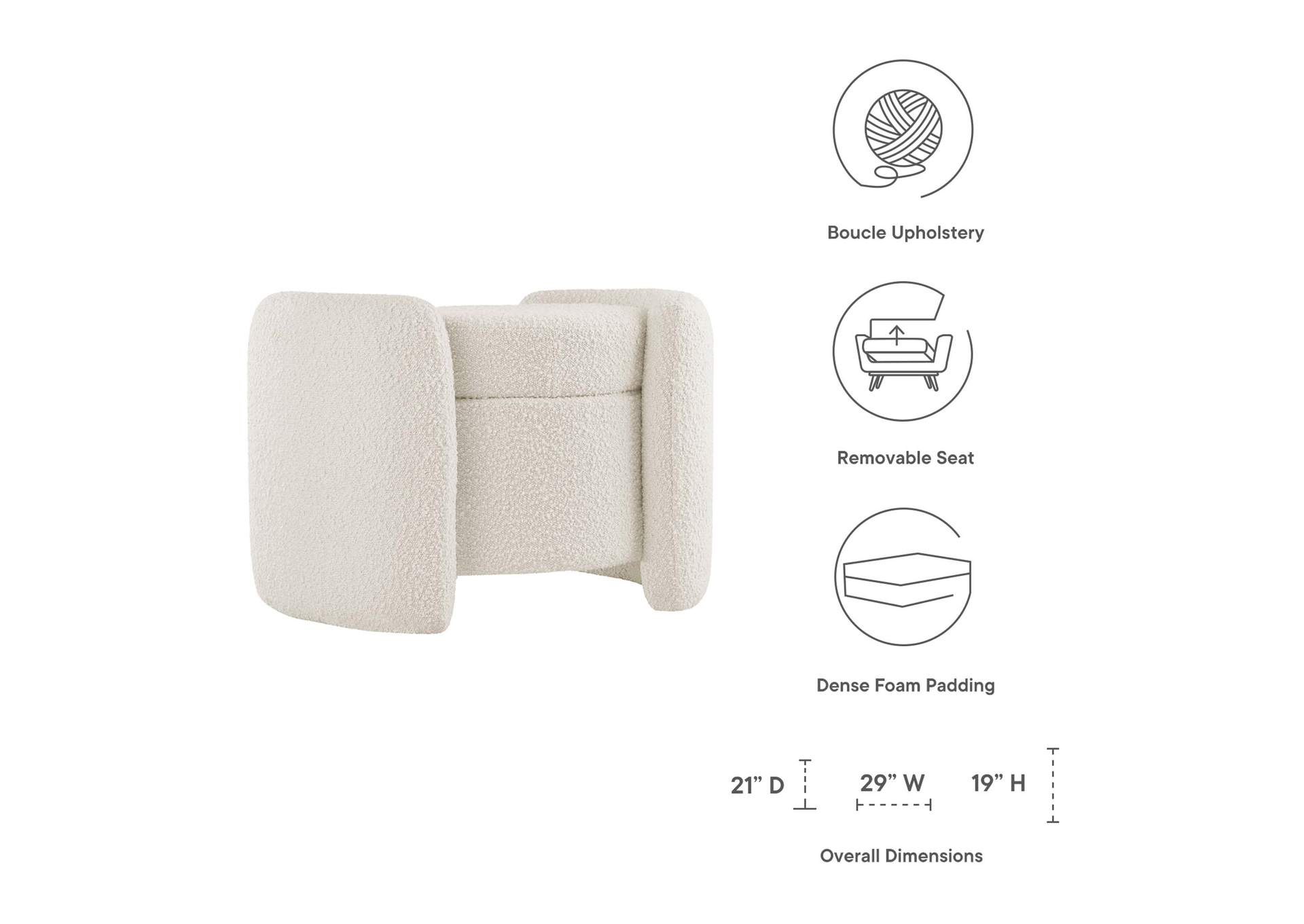 Nebula Boucle Upholstered Ottoman