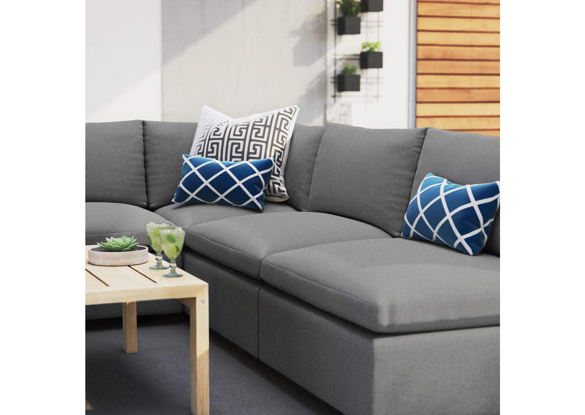 Commix 5 Piece Sunbrella® Outdoor Patio Sectional Sofa image 11