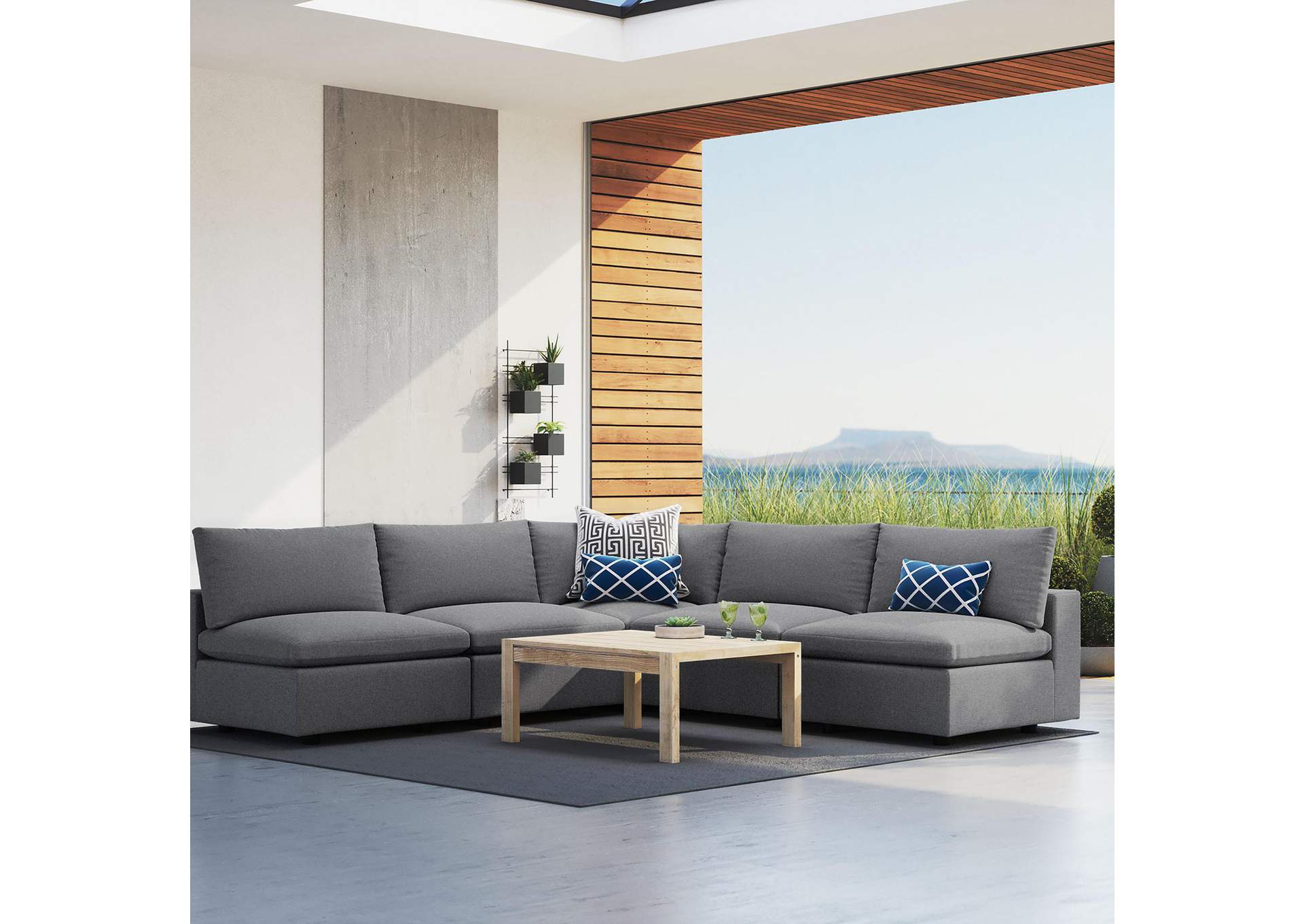 Commix 5 Piece Sunbrella® Outdoor Patio Sectional Sofa image 12