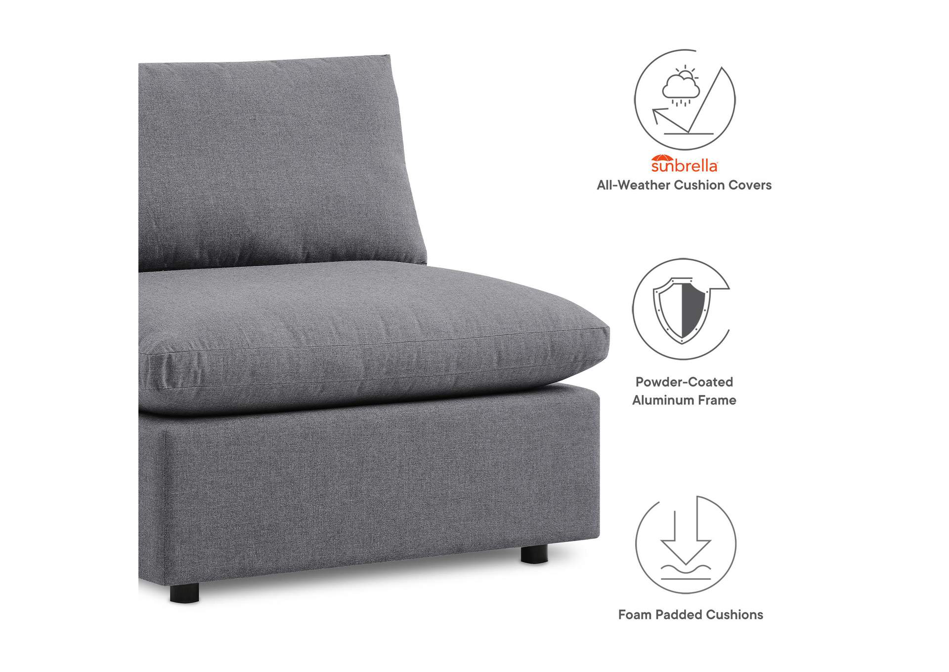 Commix 5 Piece Sunbrella® Outdoor Patio Sectional Sofa By Modway image 4