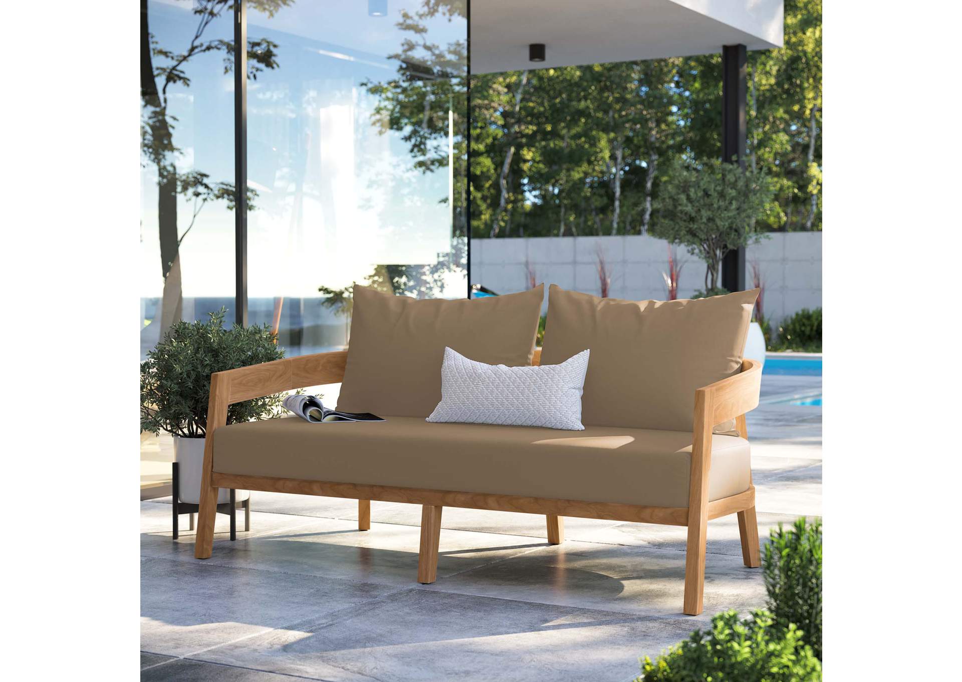 Brisbane Teak Wood Outdoor Patio Loveseat