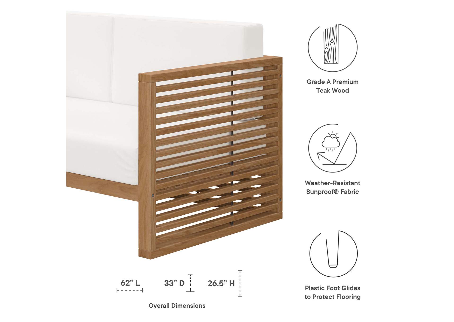 Carlsbad Teak Wood Outdoor Patio Loveseat