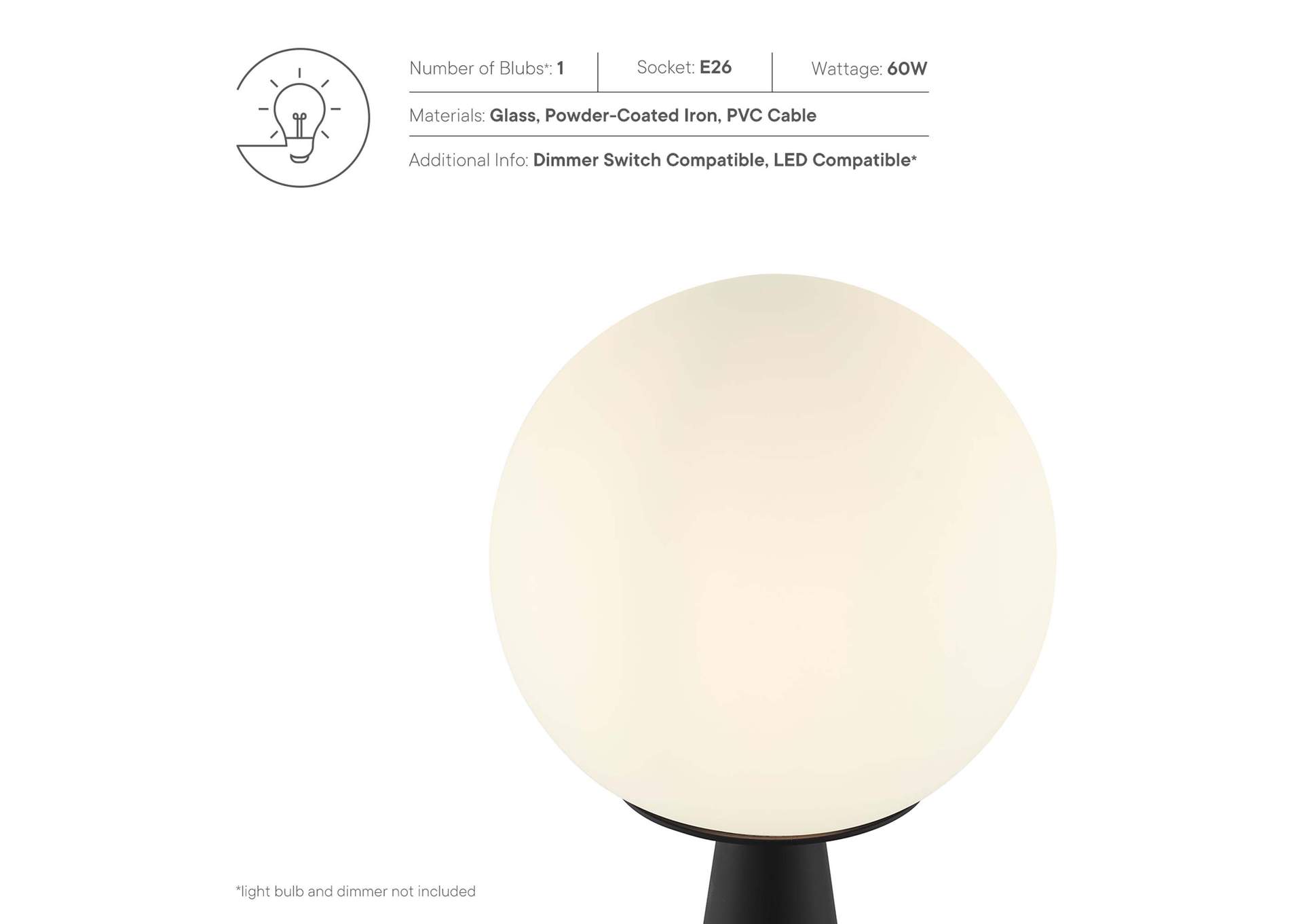 Apex Glass Globe Glass Table Lamp