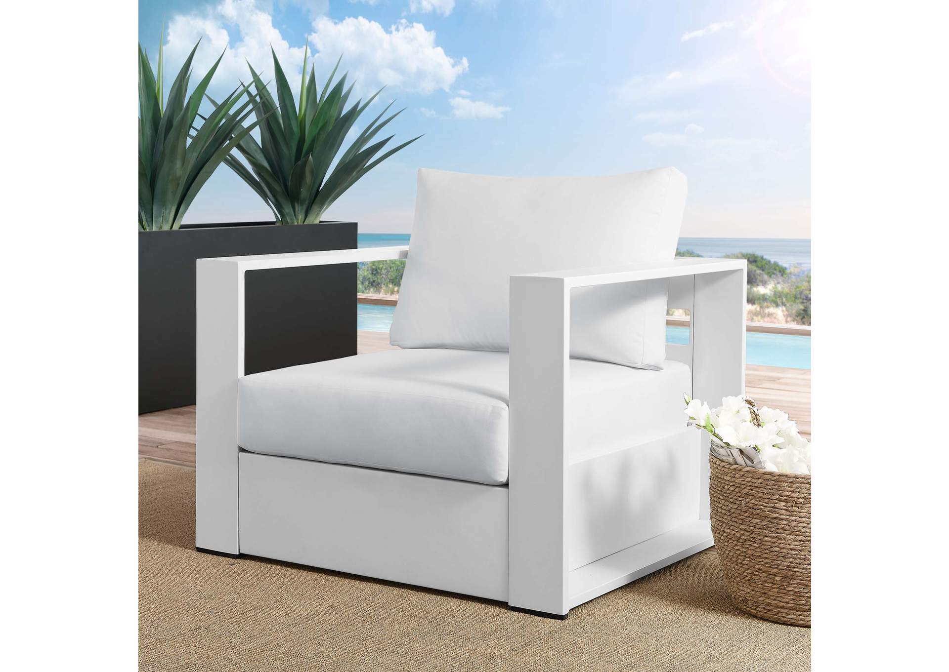 Tahoe Outdoor Patio Powder-Coated Aluminum Armchair