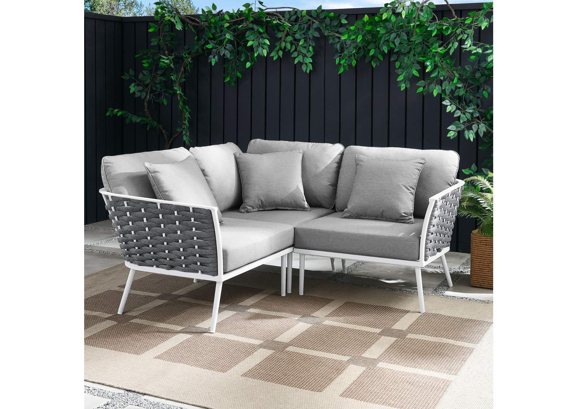 Stance Outdoor Patio Aluminum Small Sectional Sofa image 14